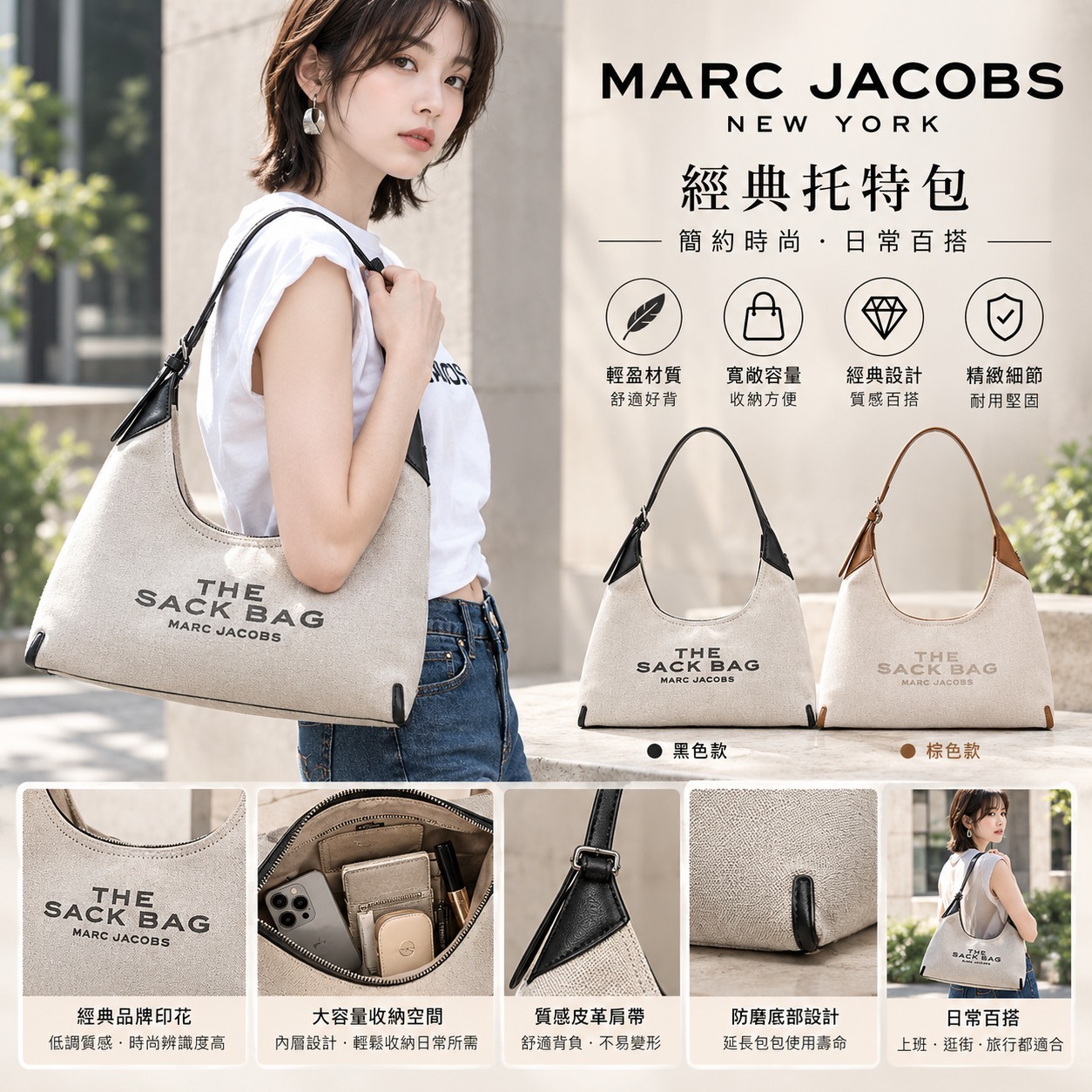 【直播】Marc Jacobs LX1022234 The Sack Bag腋下包