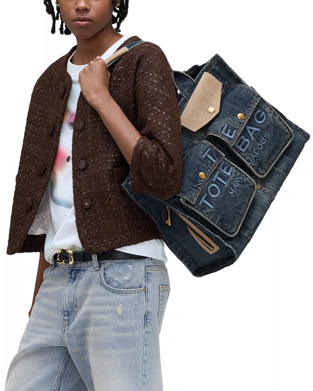 【直播】Marc Jacobs LX1022237 The Tote Bag 牛仔雙前袋托特包 (深藍色)