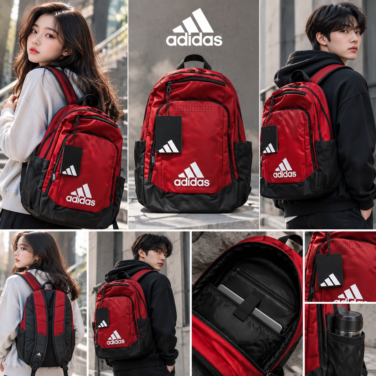 【直播】Adidas LX102319 雙肩背囊 (紅色)