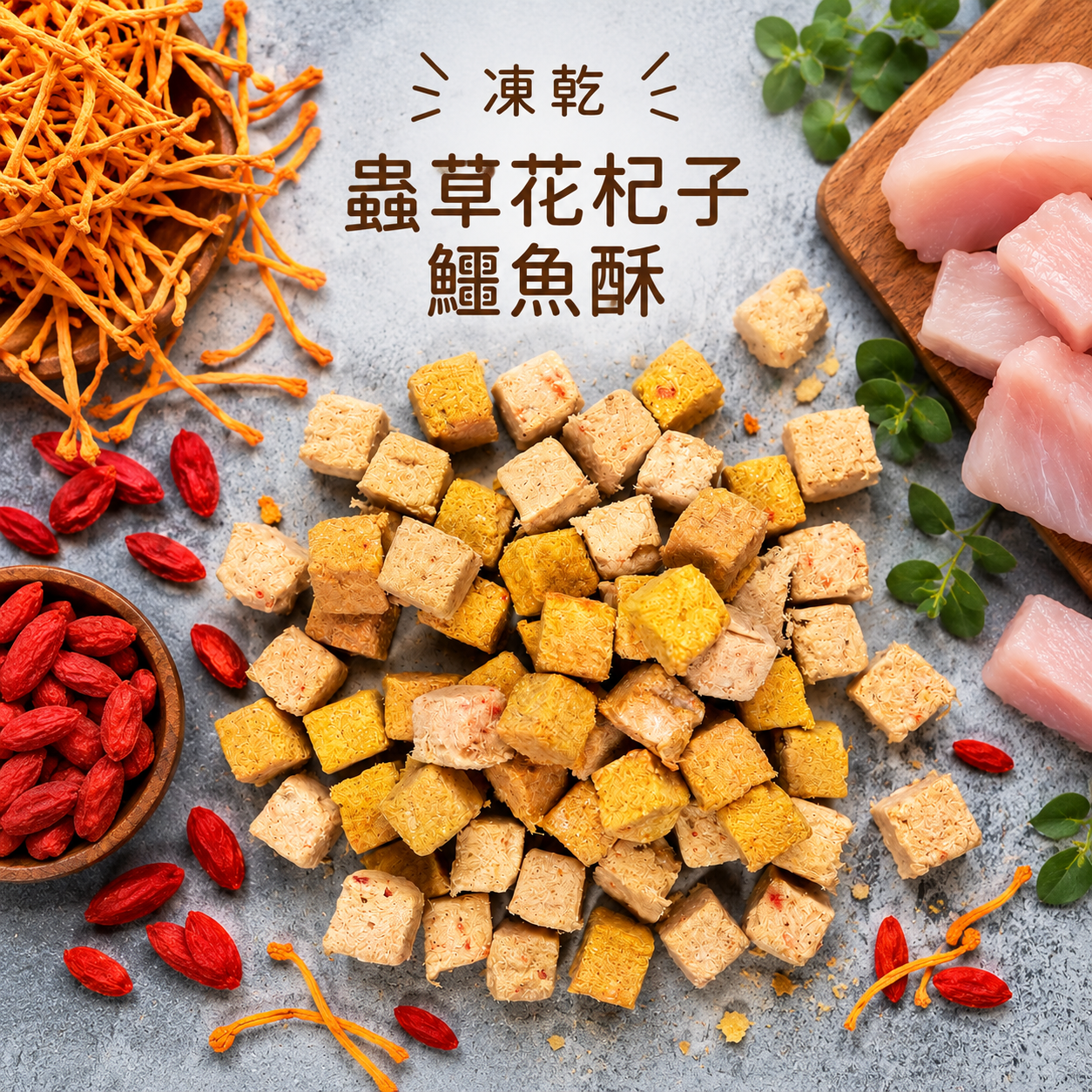 凍乾蟲草花杞子鱷魚酥