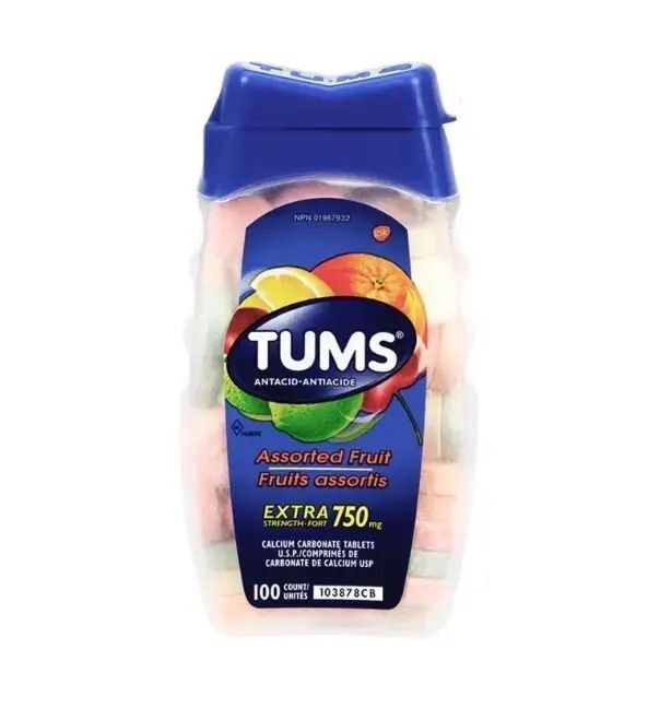 TUMS - 抗胃酸咀嚼鈣片750毫克什錦水果味100粒（平行進口）
