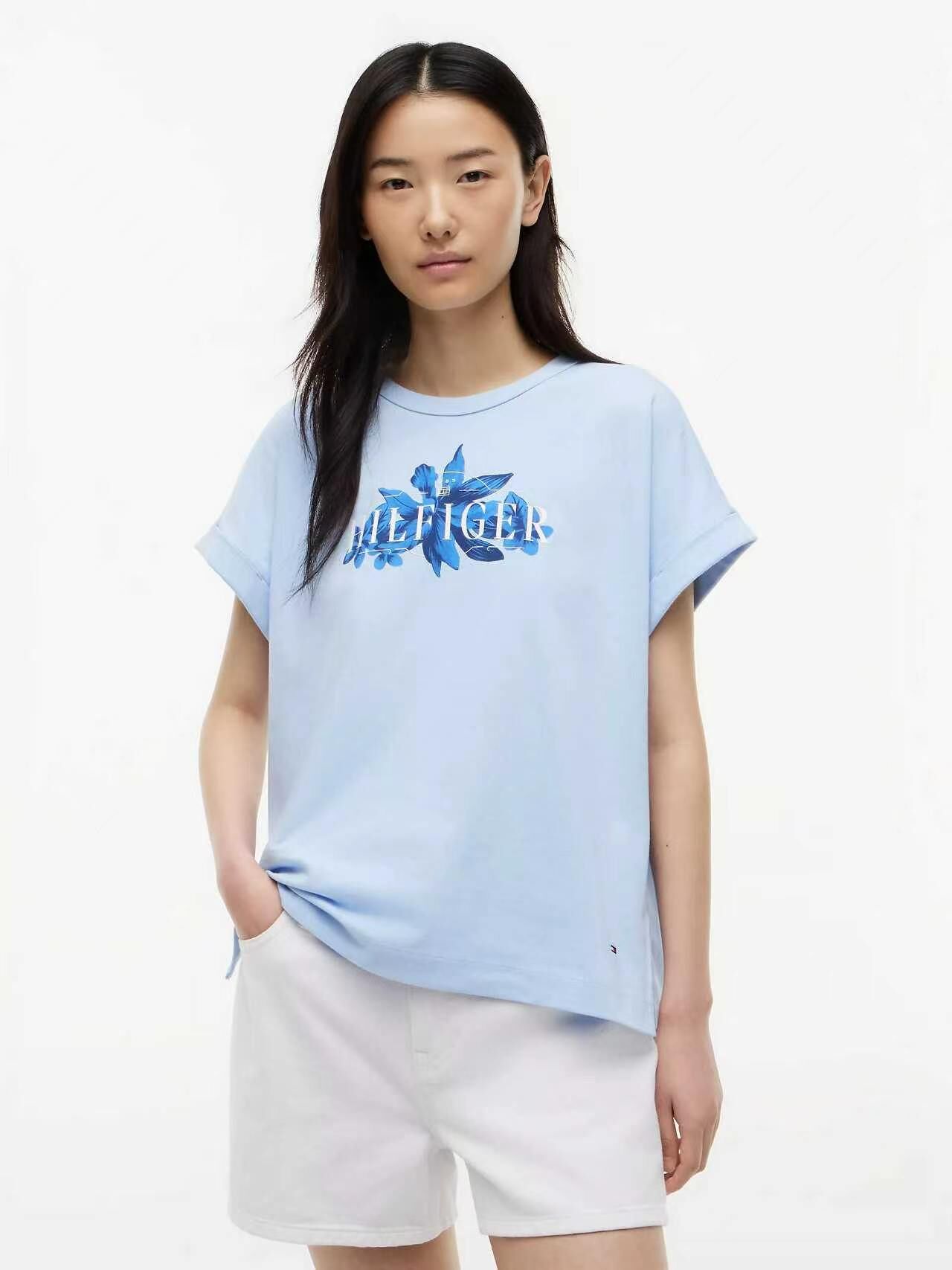 【預購】Tommy Hilfiger N102408 女裝花卉短袖上衣 (淺藍色)