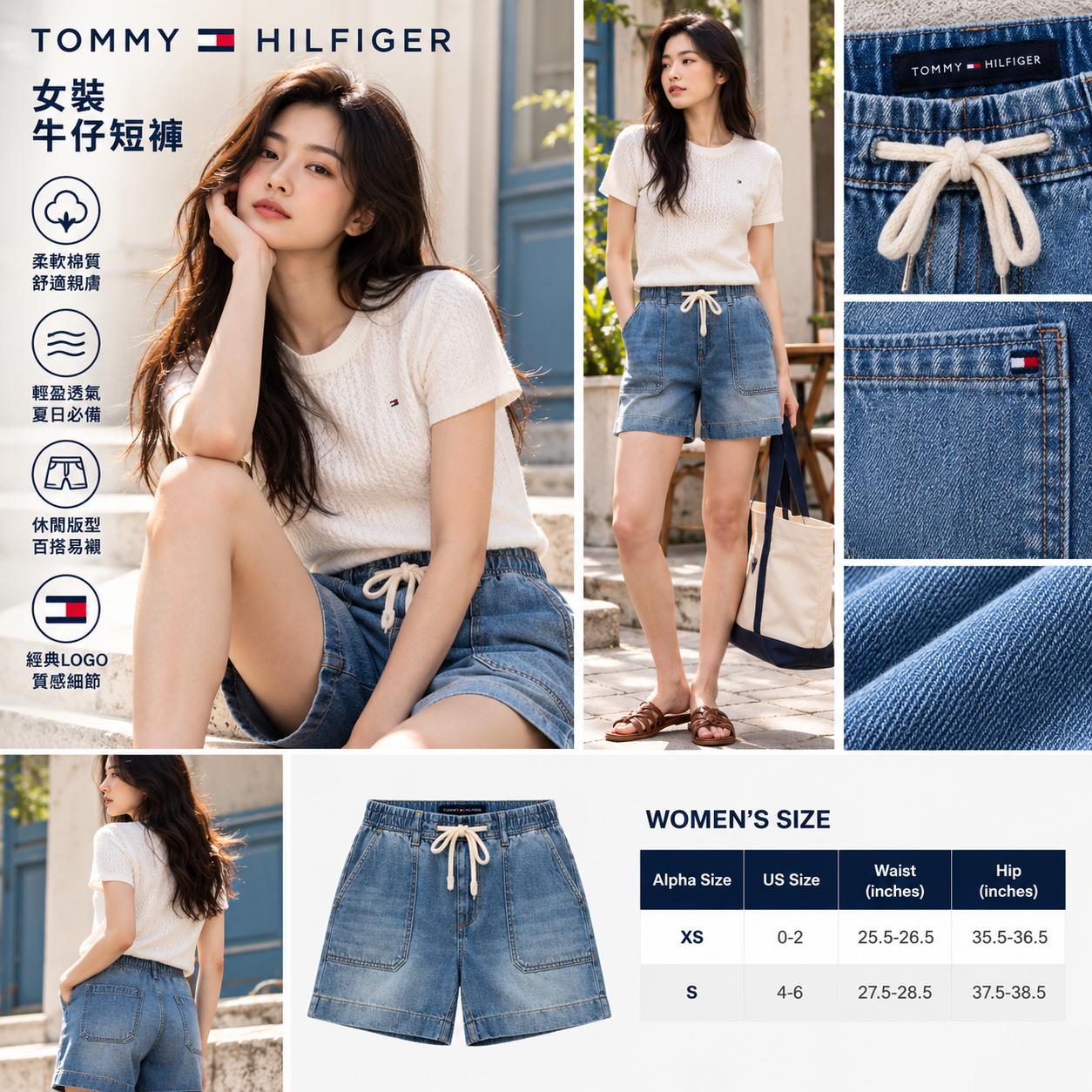 【預購】Tommy Hilfiger N102412 女裝牛仔短褲 (藍色)