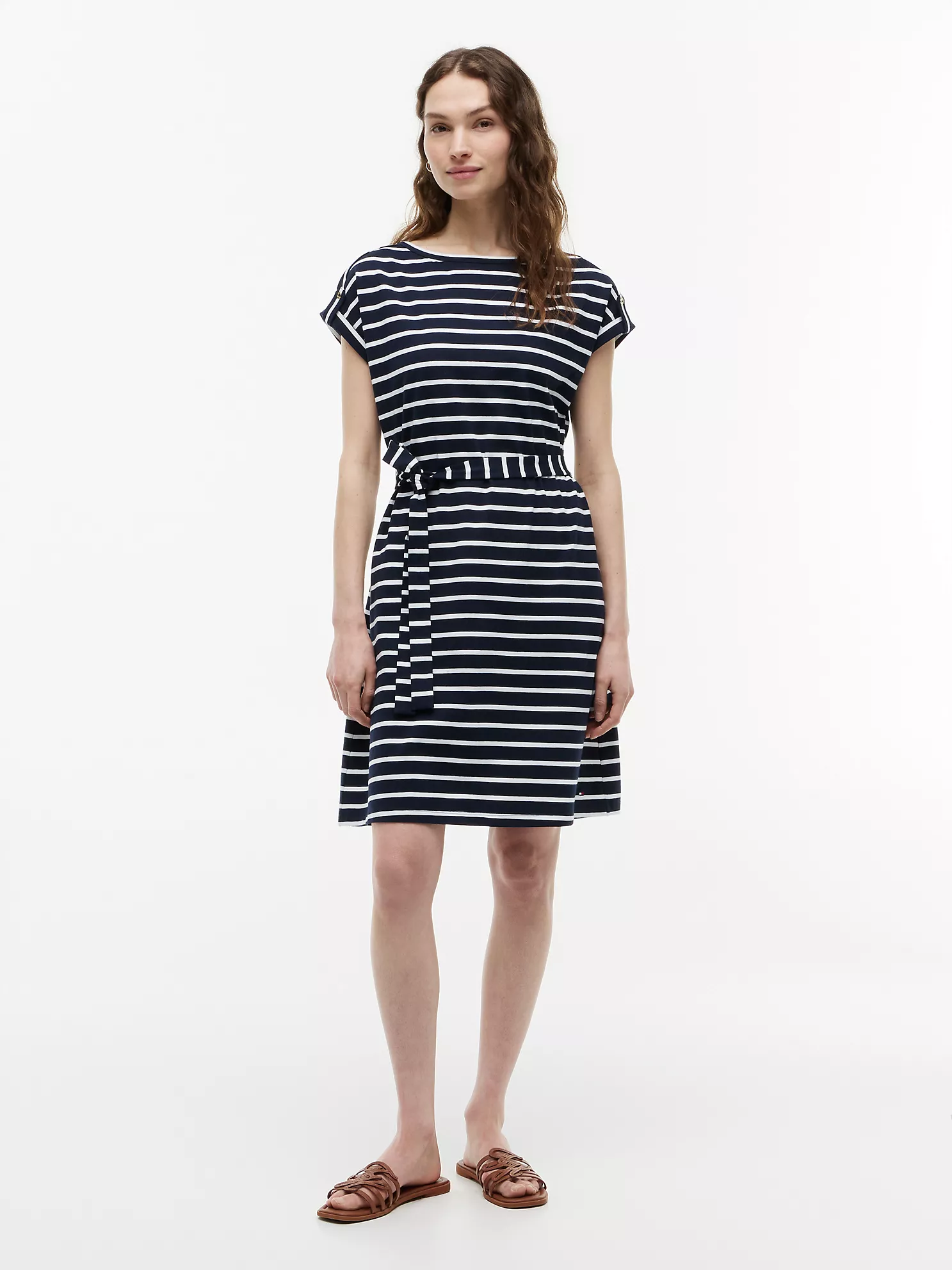 【預購】Tommy Hilfiger N102413 女裝條紋連身裙 (深藍拼白色)