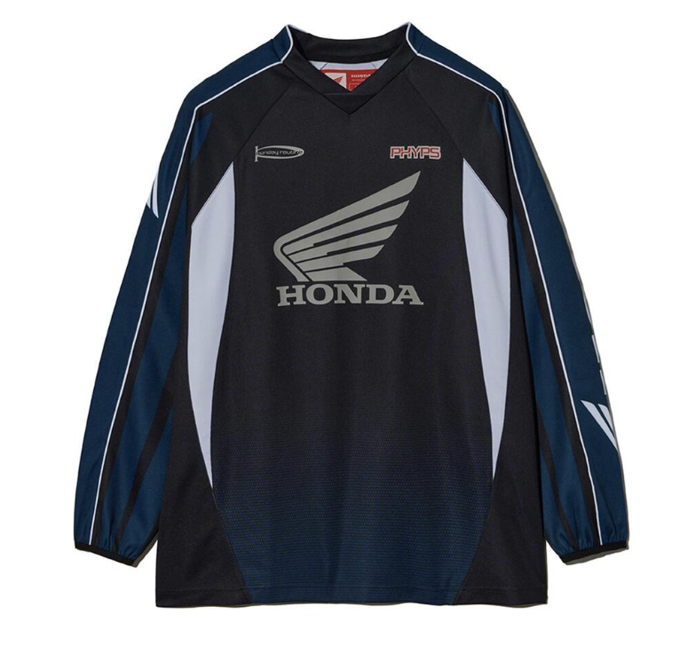 【代購】本田 HONDA PHYSICAL EDUCATION Motorcycle Piping Jersey Blue 機車包邊線條長袖球衣