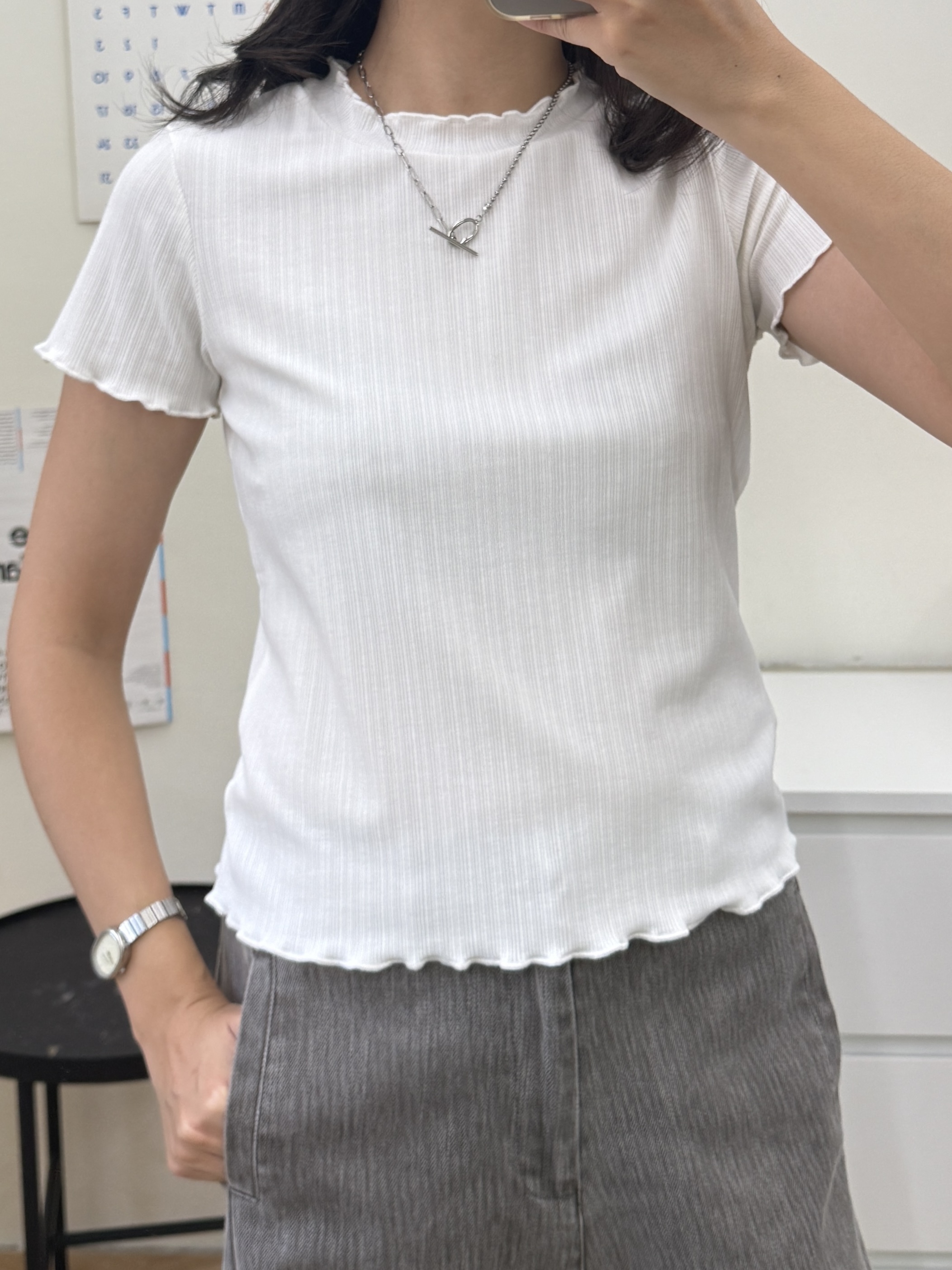 坑條木耳邊T*2色