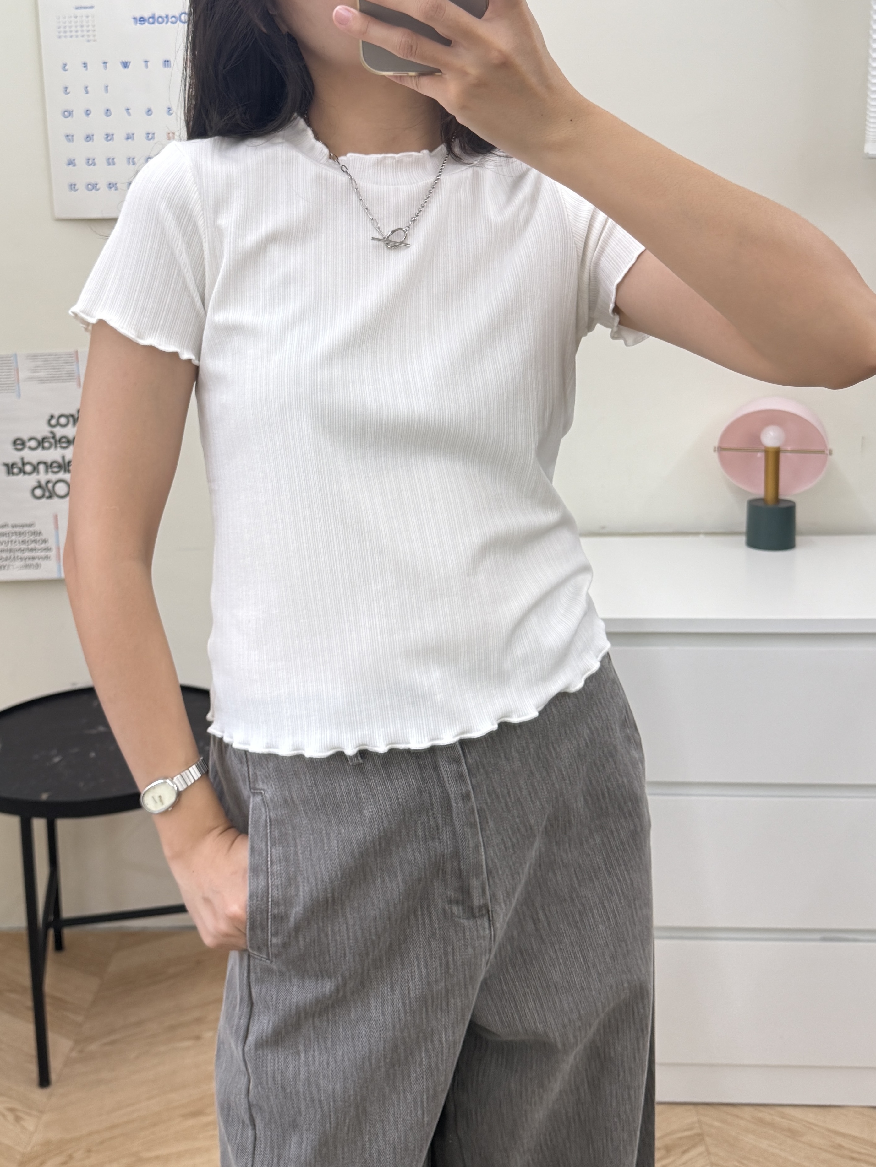 坑條木耳邊T*2色