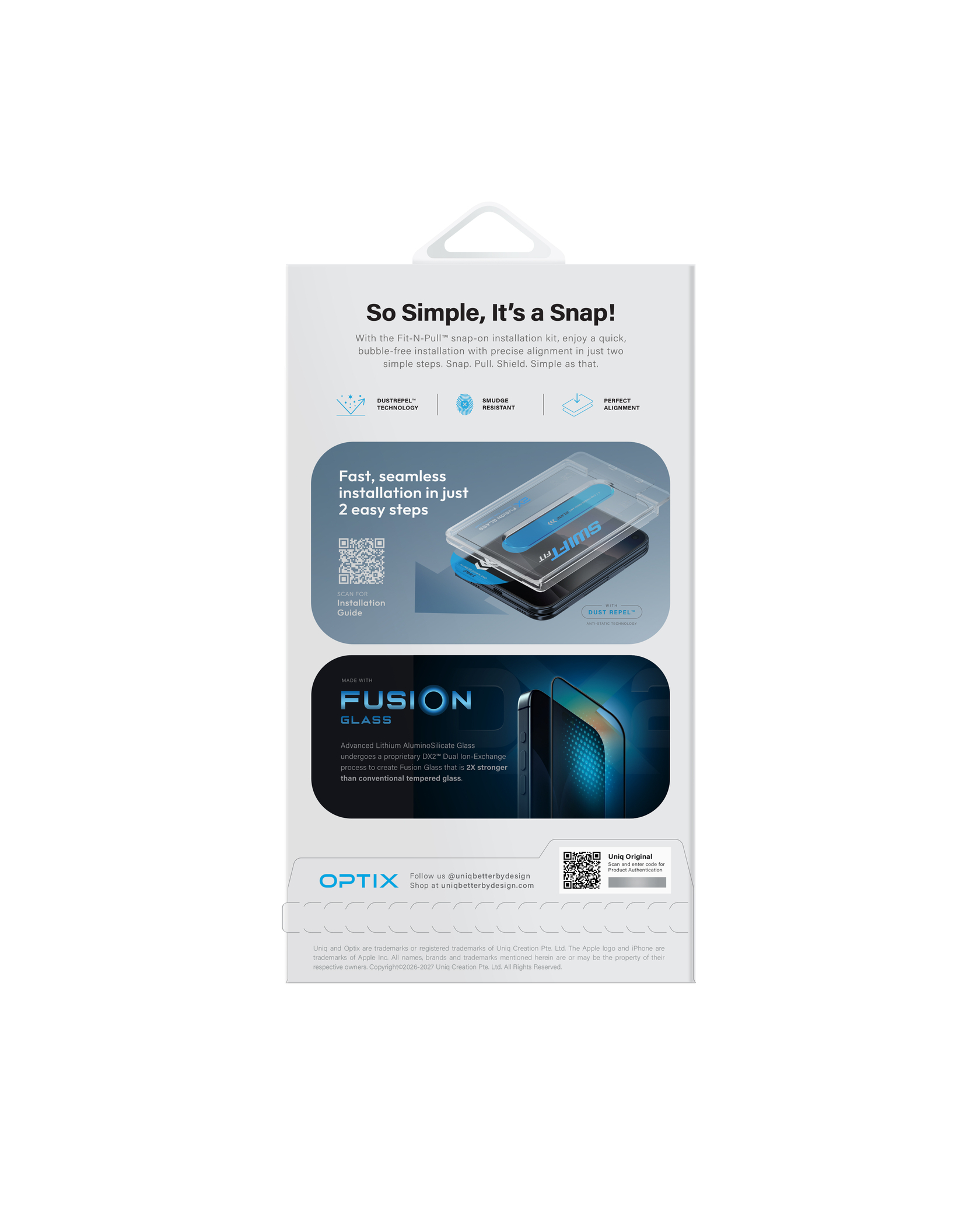 UNIQ-OPTIX Covex™ Pure Clear iPhone 18 Duo雙向防窺玻璃螢幕保護貼