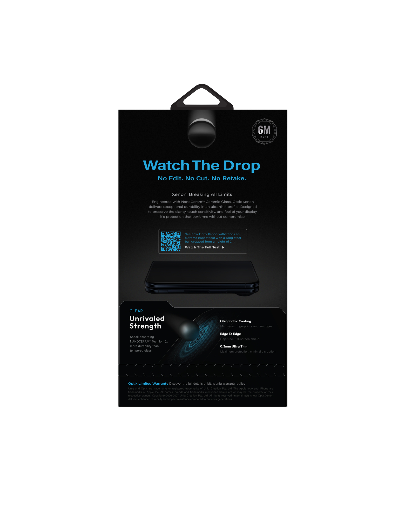 UNIQ-OPTIX Xenon Clear NanoCream™ iPhone 18 Duo 陶瓷抗破碎耐防刮防指紋玻璃螢幕保護貼