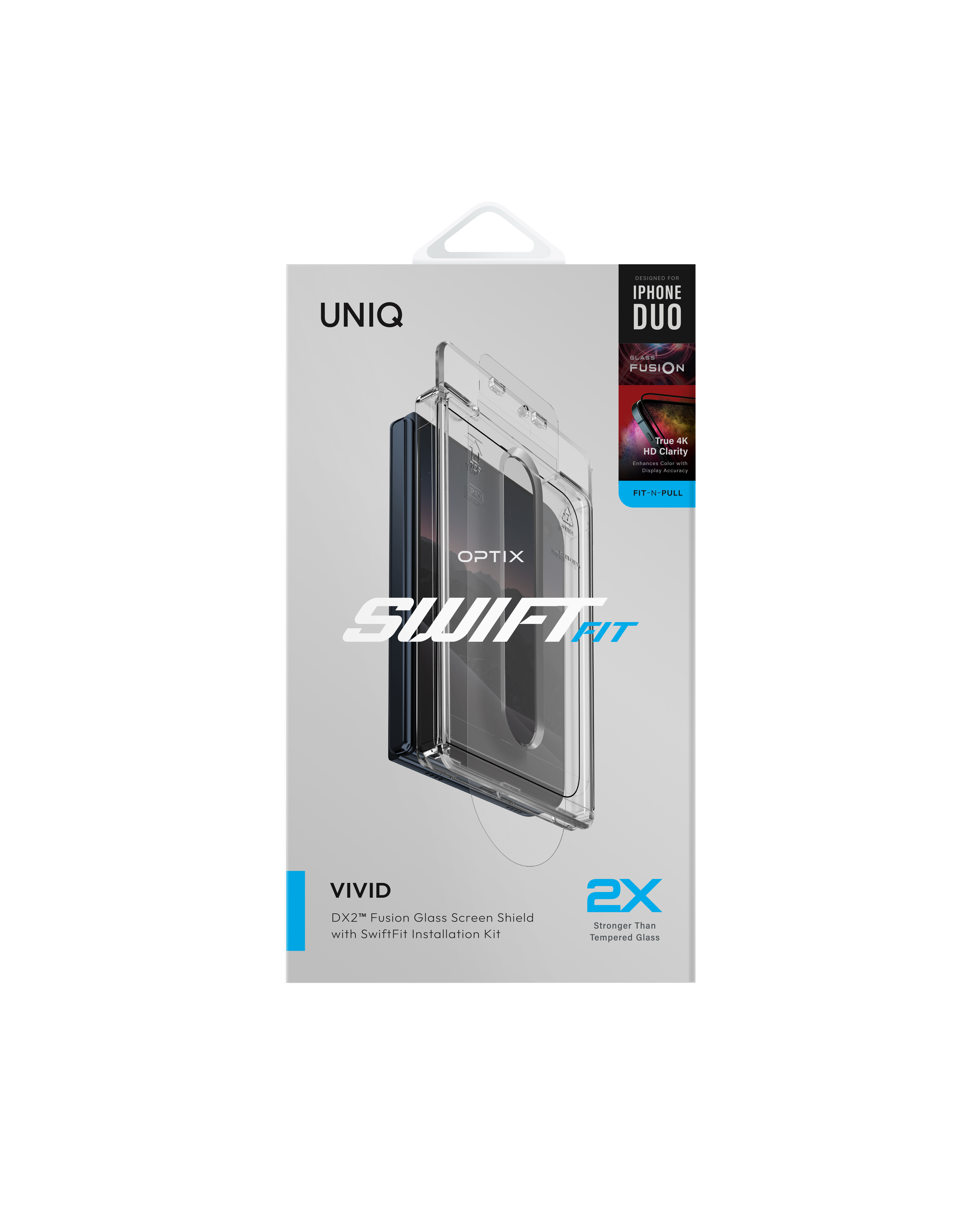 UNIQ-OPTIX SwiftFit Vivid (DX2) iPhone 18 Duo 快速無縫安裝玻璃螢幕保護貼