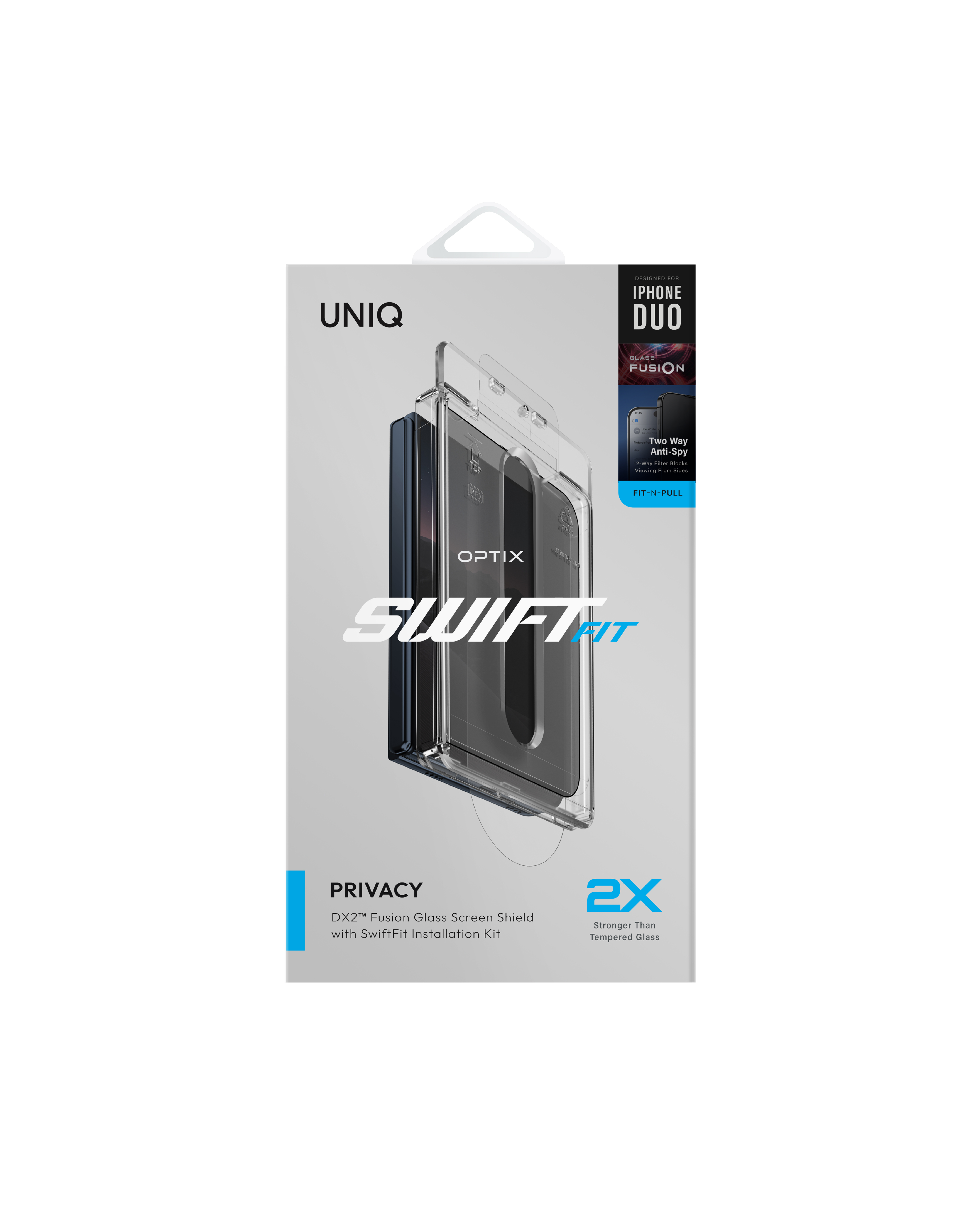 UNIQ-OPTIX SwiftFit Privacy (DX2) iPhone 18 Duo 快速無縫安裝防窺玻璃螢幕保護貼