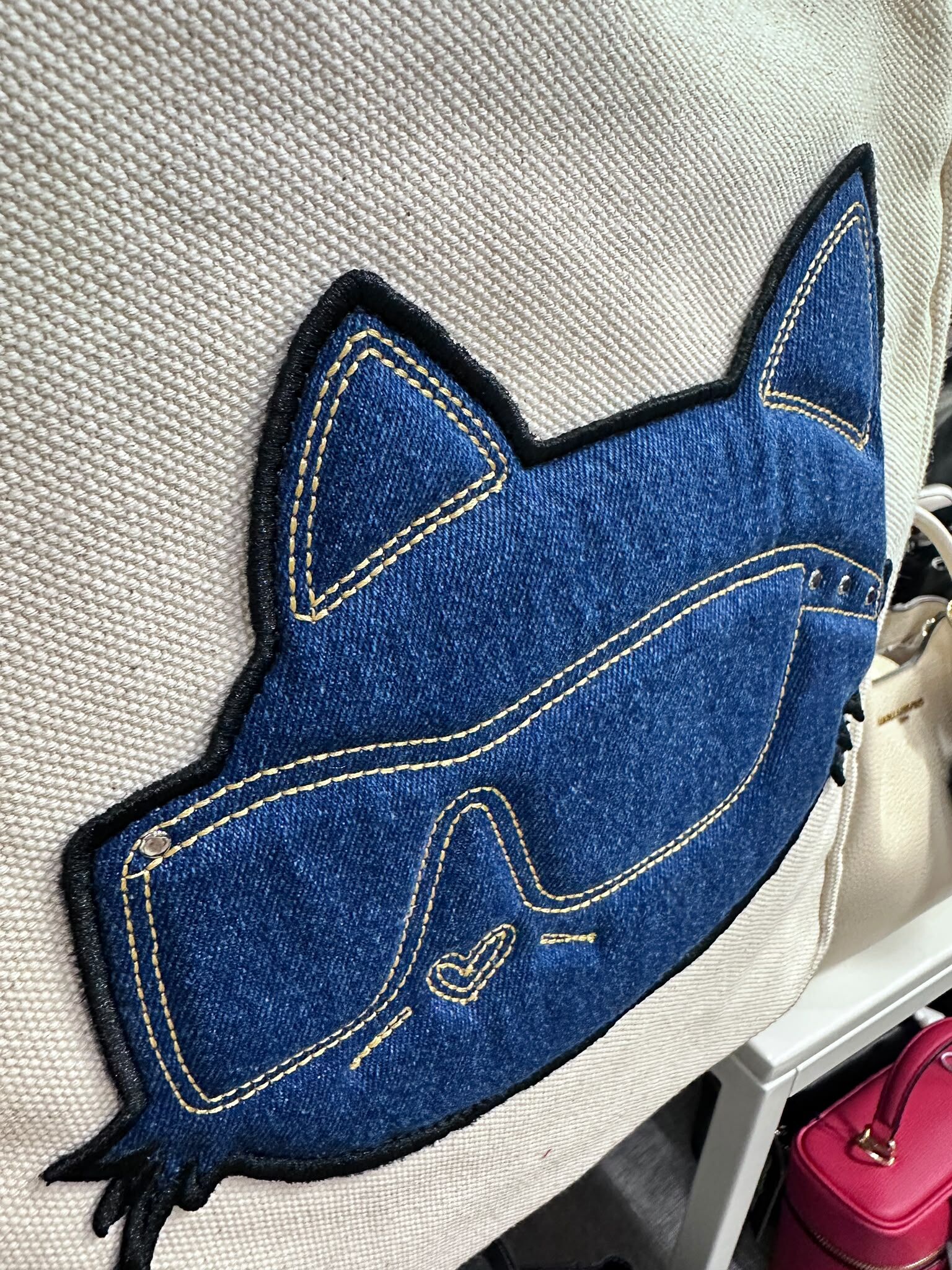 WX79 KL 牛仔布貓貓圖案 白色帆布Tote袋 Cannes Denim Choupette Canvas Tote