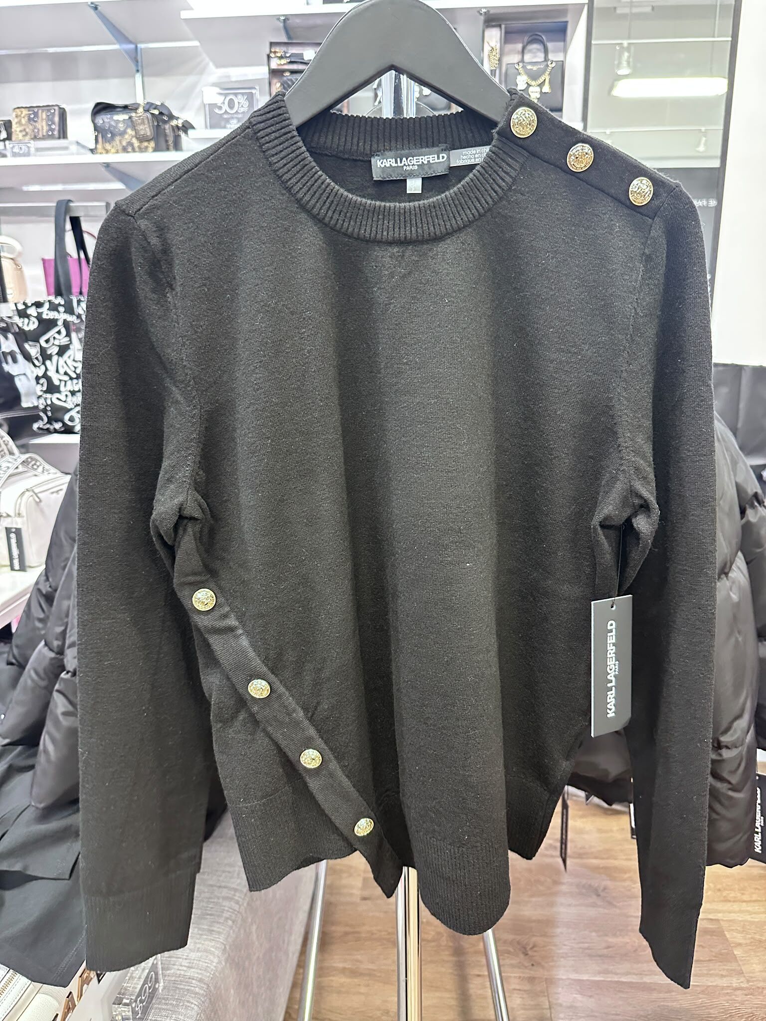 WX29 KL 啡色針織衫 不規則衫腳 Button Detail Sweater