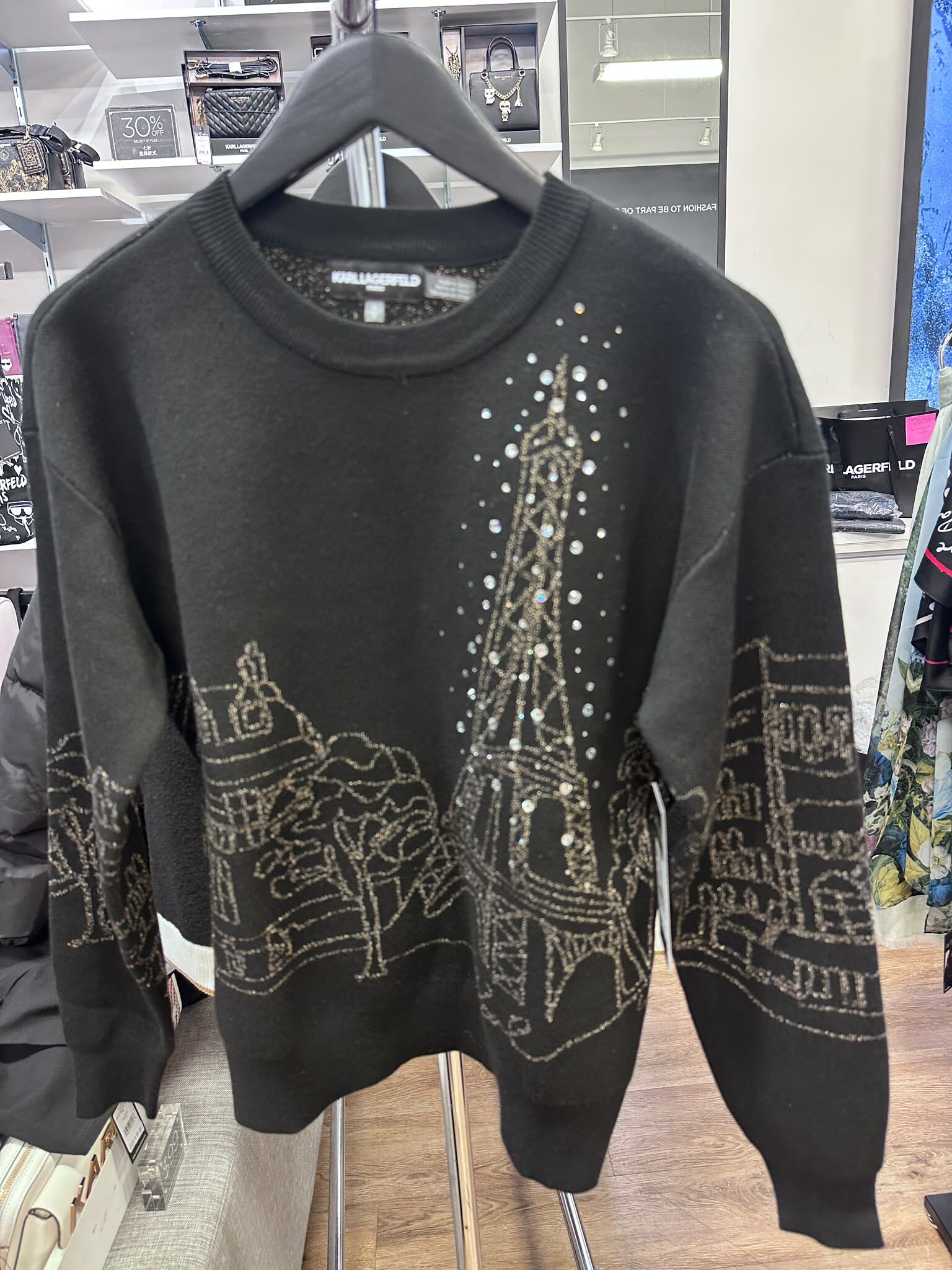 WX31 KL 閃閃巴黎鐵塔 黑色針織衫 Embellished Paris Sweater