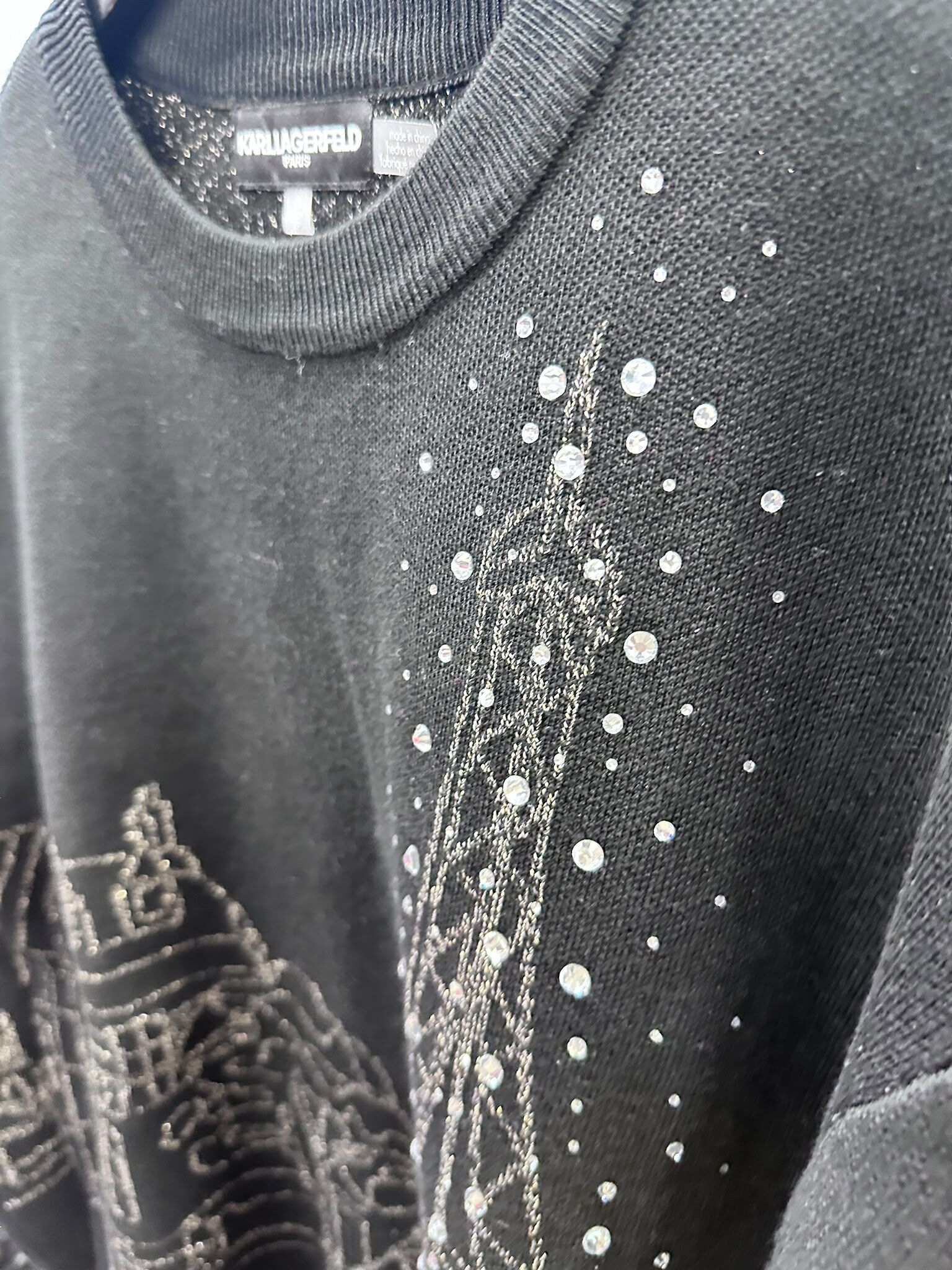WX31 KL 閃閃巴黎鐵塔 黑色針織衫 Embellished Paris Sweater