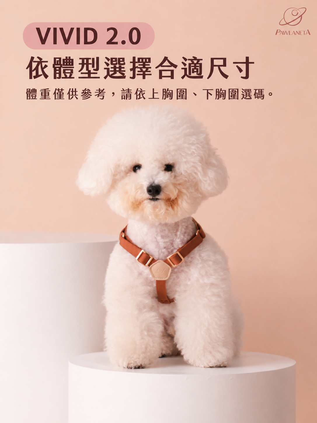 VIVID 2.0胸背帶適用體型說明,建議體重7至17公斤,尺寸須依上胸圍與下胸圍選擇
