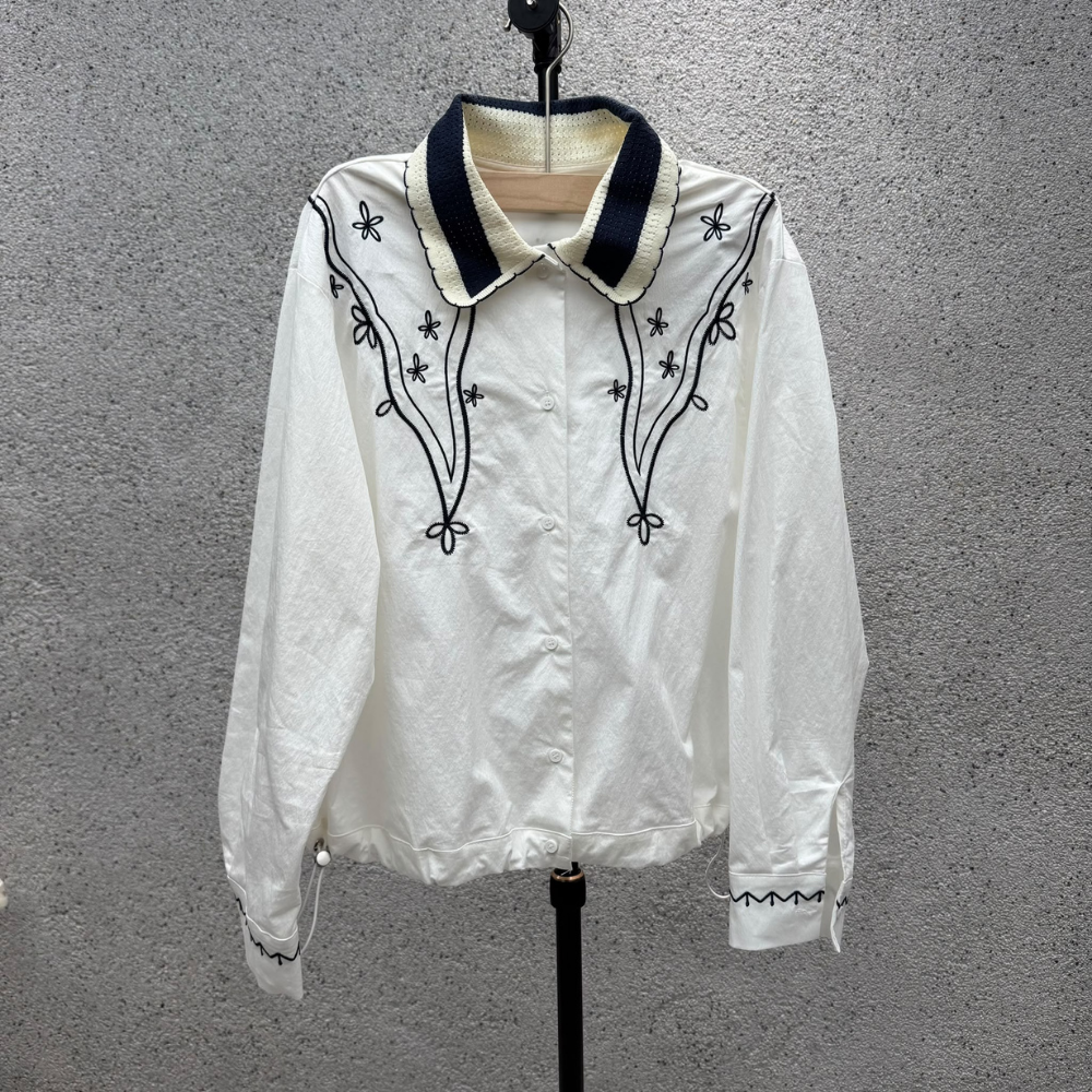 TOP-CCG1024-049 刺繡仿領巾圖案恤衫 (A49)