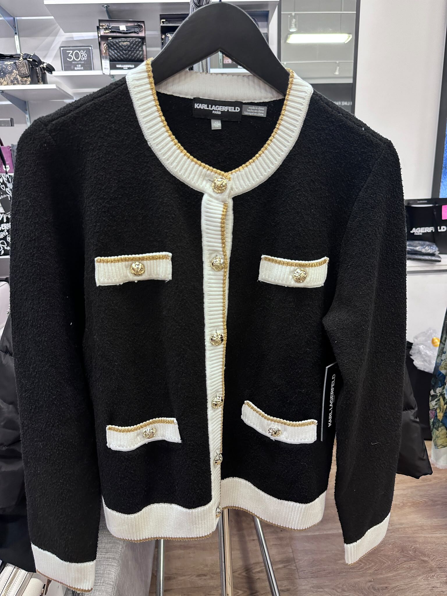 WX45 KL 黑色圓領扣鈕針織外套 Lady Cardigan Four Pocket