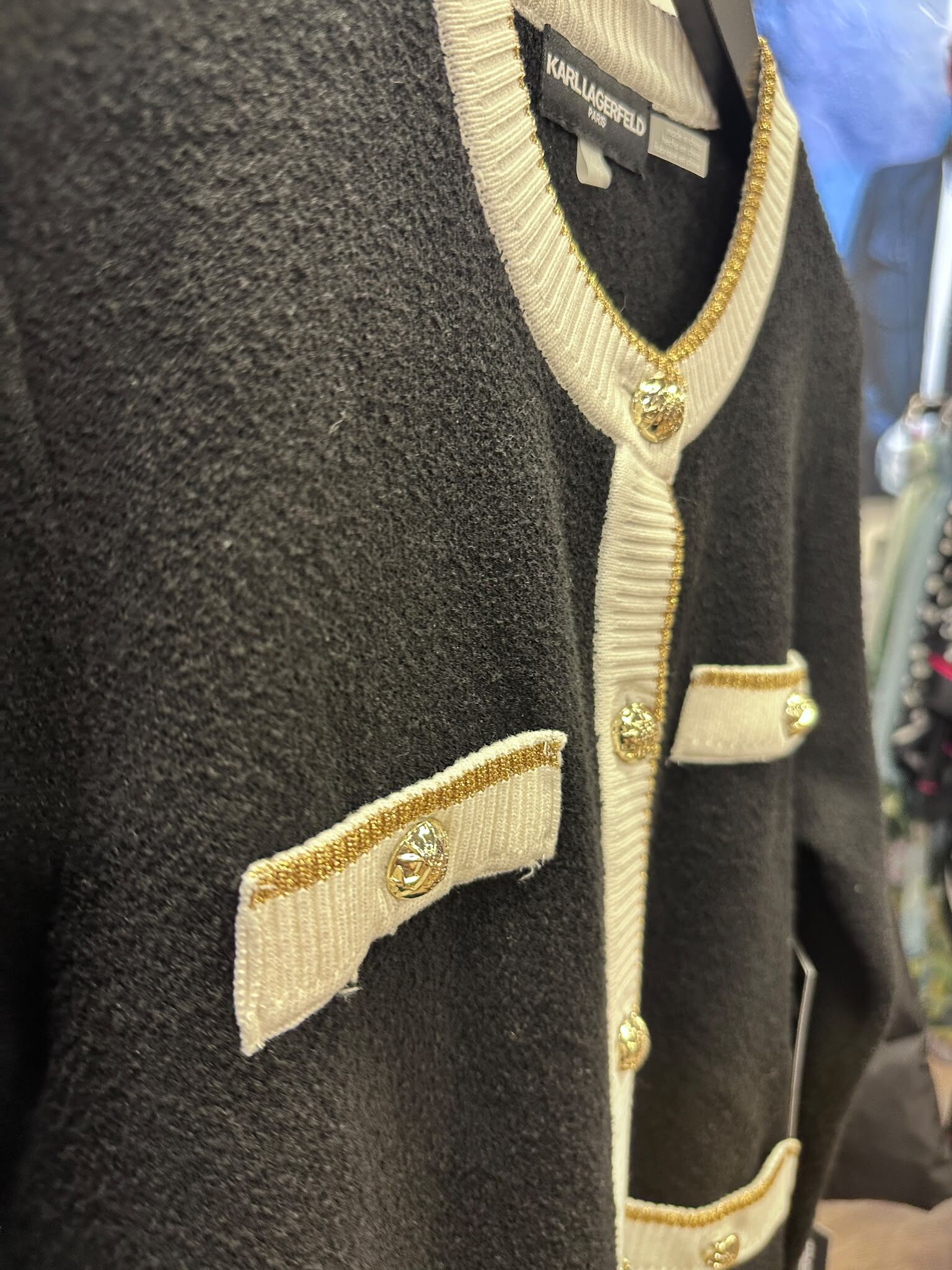 WX45 KL 黑色圓領扣鈕針織外套 Lady Cardigan Four Pocket