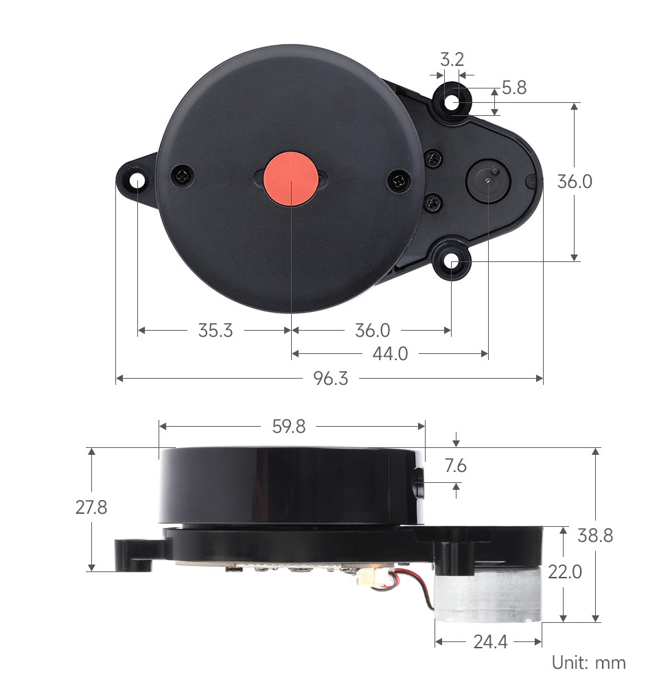 LDROBOT D200 LD14P 光達 尺寸圖