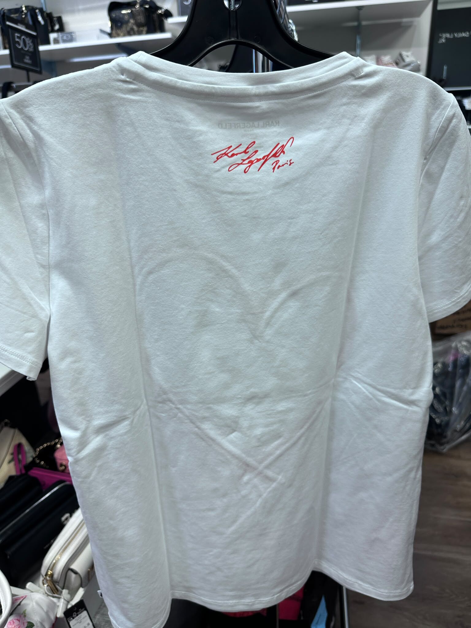 WX68 KL 紅色心心老佛爺貓貓圖案 白色短袖衫 Karl And Choupette Heart Tee
