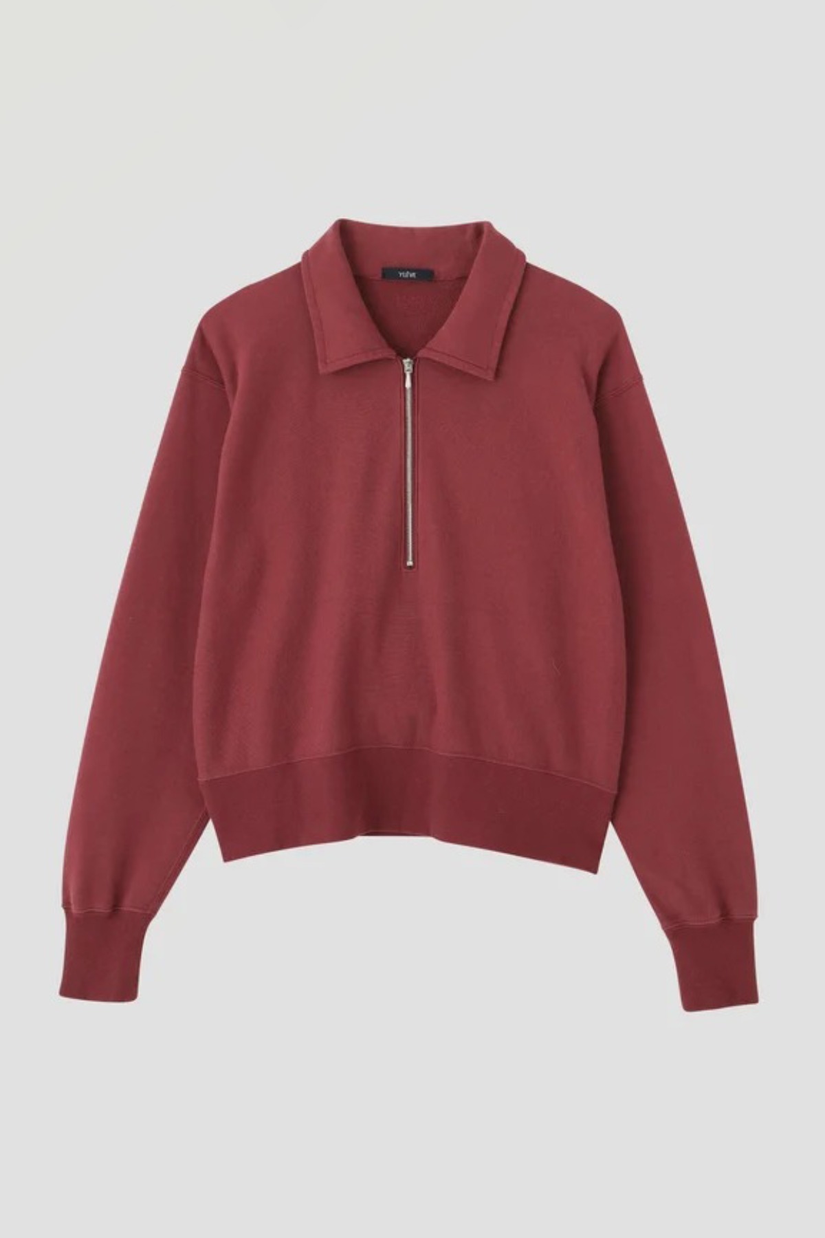 YLÈVE SOFT COTTON HALF ZIP SWEAT SHIRT (3COL)