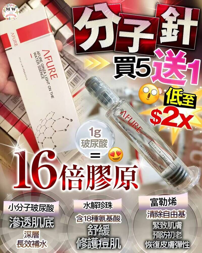【1套6盒｜單支低至$2X】日本院線小分子針塗抹水光精華｜16倍膠原再生・深層補水撫平乾紋・富勒烯抗氧修護