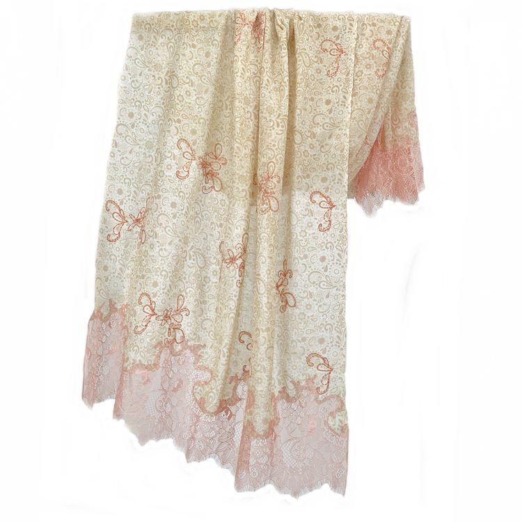 ACC-CCG1025-037 [702478] 100% Merino Wool + Lace 約:70x180cm (A37)