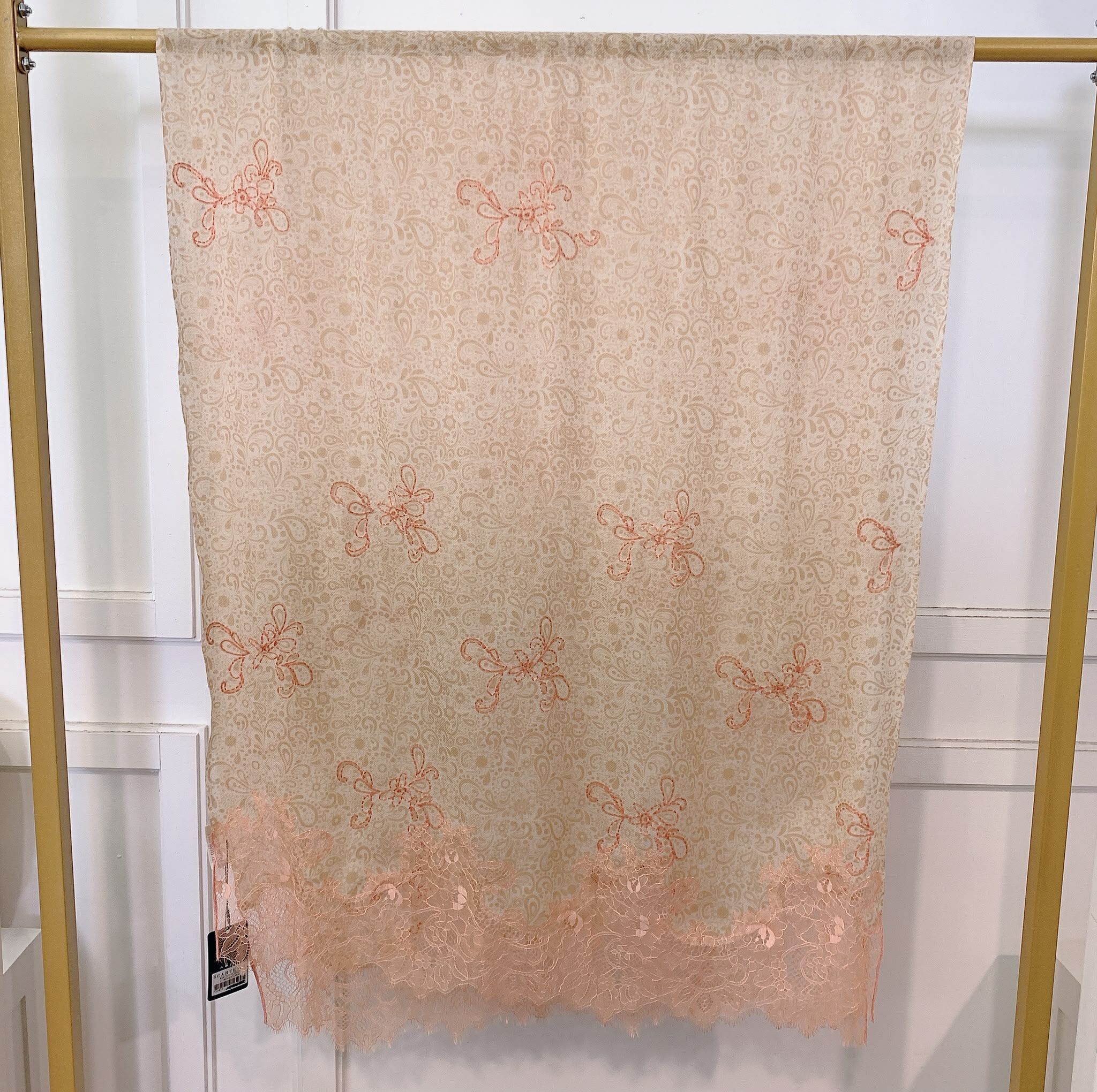 ACC-CCG1025-037 [702478] 100% Merino Wool + Lace 約:70x180cm (A37)