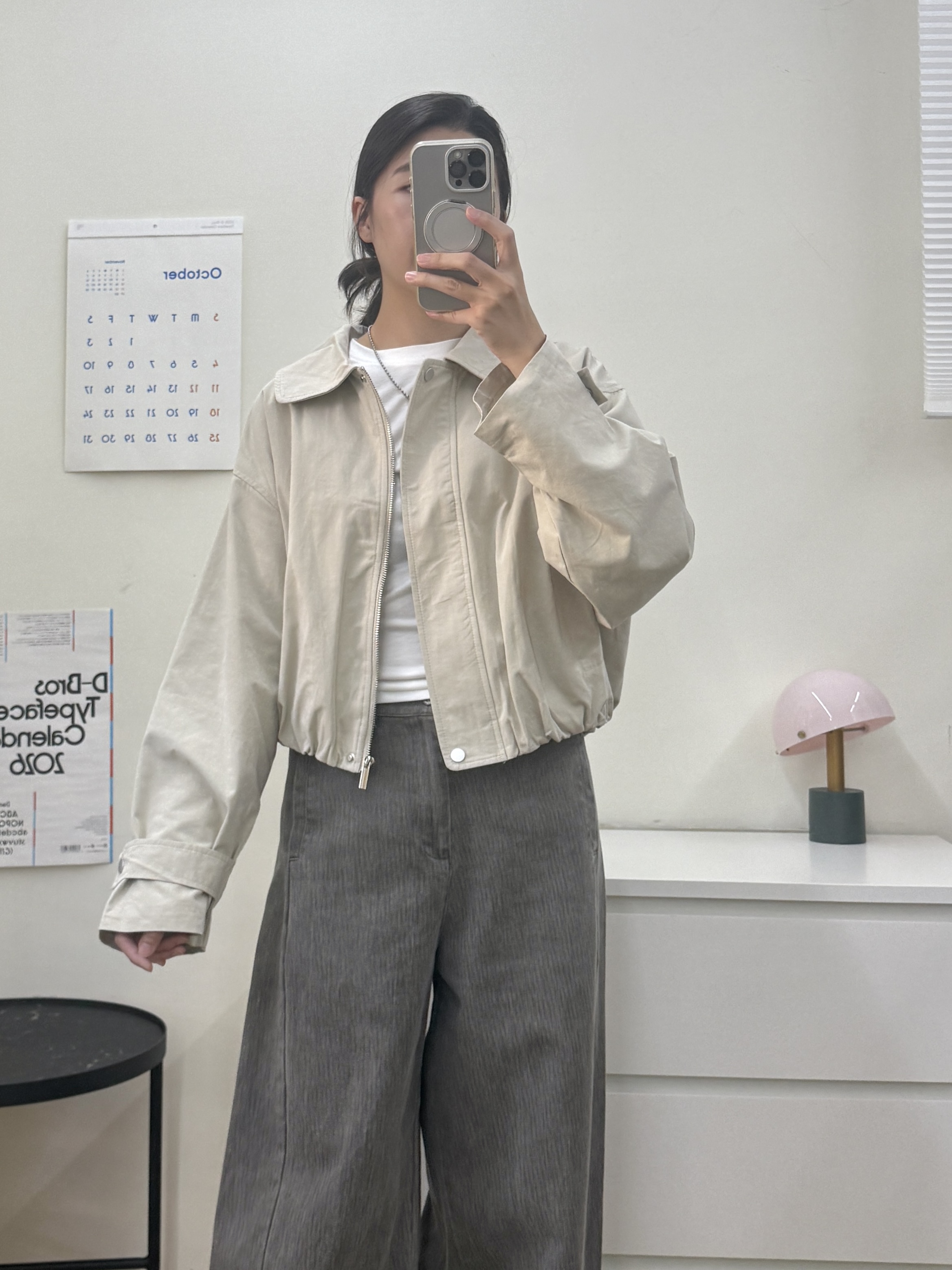 下縮設計拉鍊毛呢外套*2色