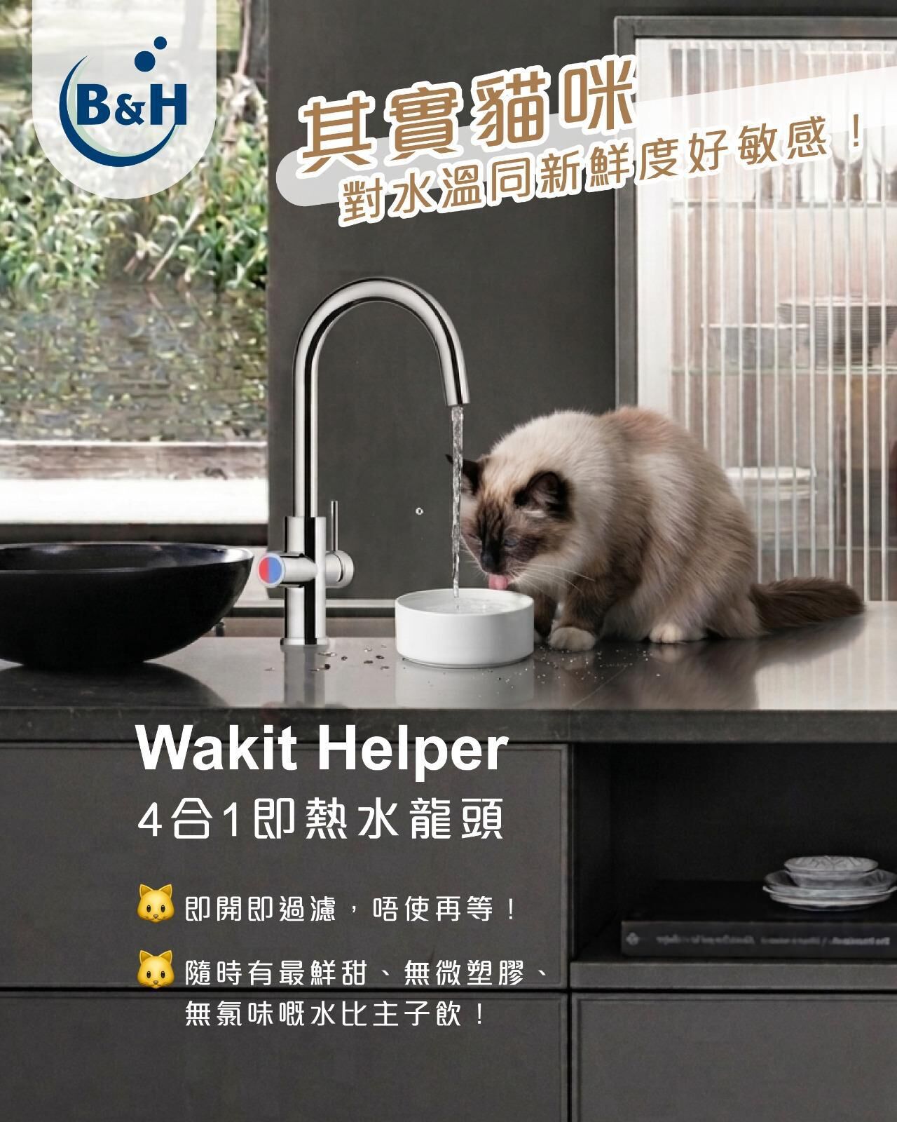 GI014 B&H Wakit Helper 4合1即熱水龍頭 (熱水) 配 Senwater濾水器Wakit+Boiler+PF10+QCS120