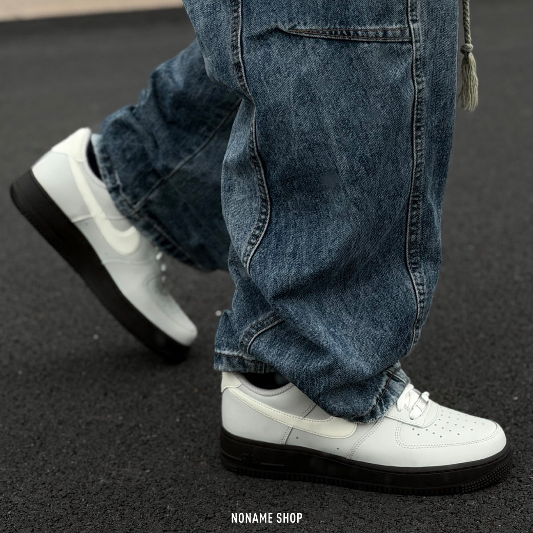 NIKE AIR FORCE 1 07 皮革 復古 經典 休閒鞋 水泥灰 黑底 (男款)