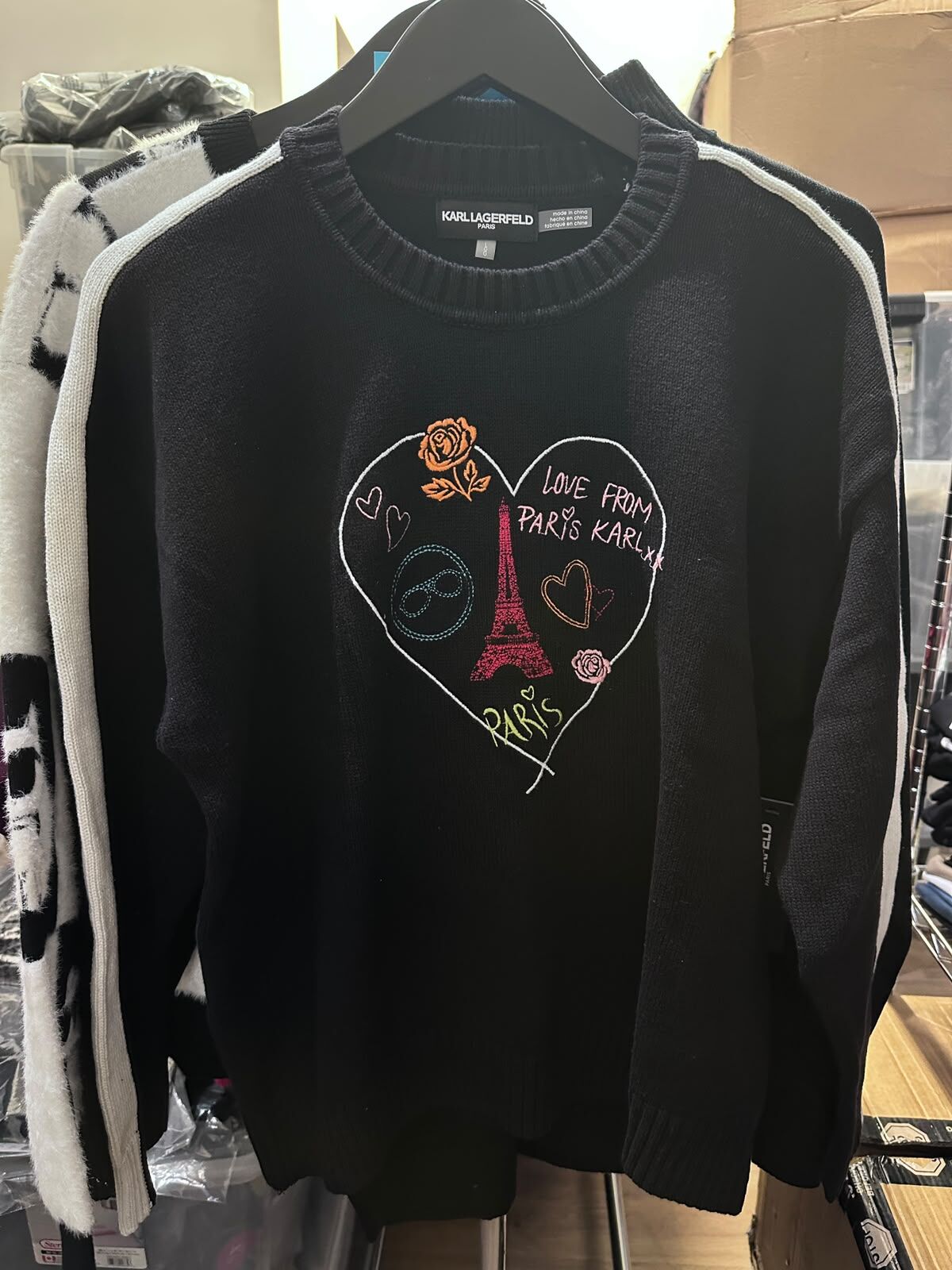 WX92 KL 彩色塗鴉黑色針織衫 Whimsy Heart Sweater