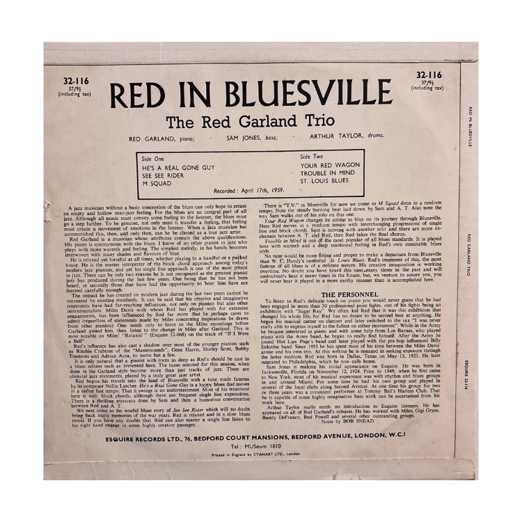 Red Garland ‎– Red In Bluesville