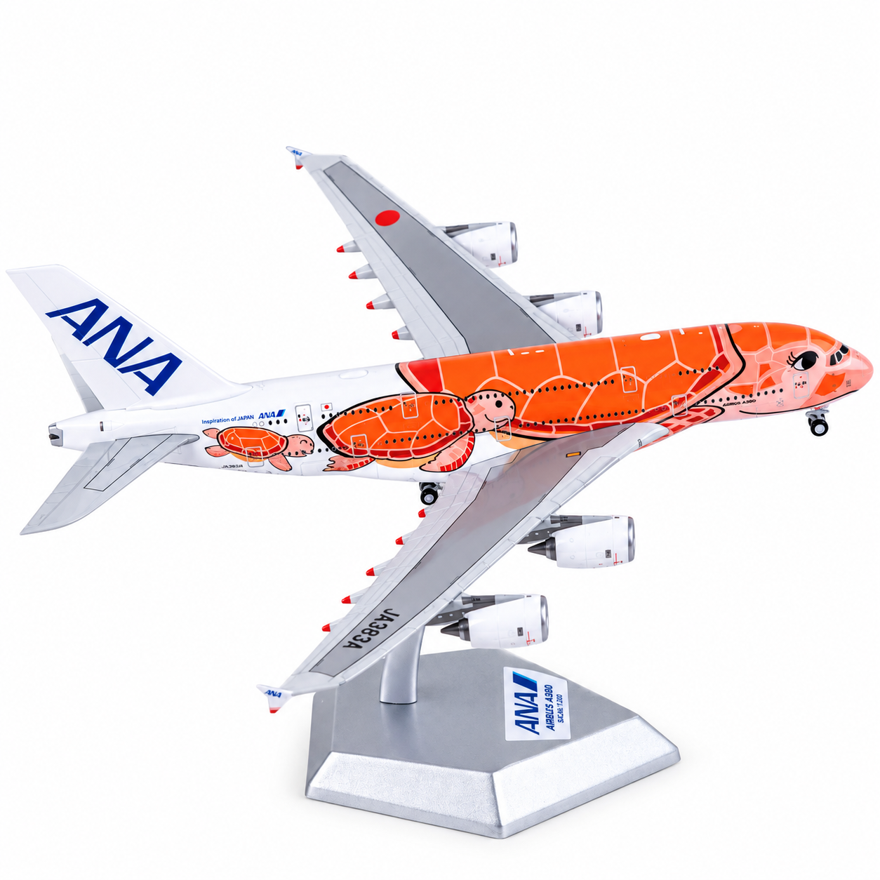 HX model 1/400 全日空 A380  JA383A 飛天海龜－拉尼橘海龜