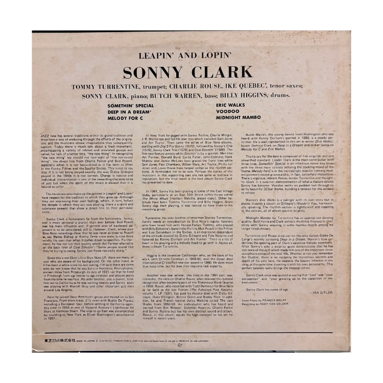 Sonny Clark – Leapin' And Lopin' 見本盤