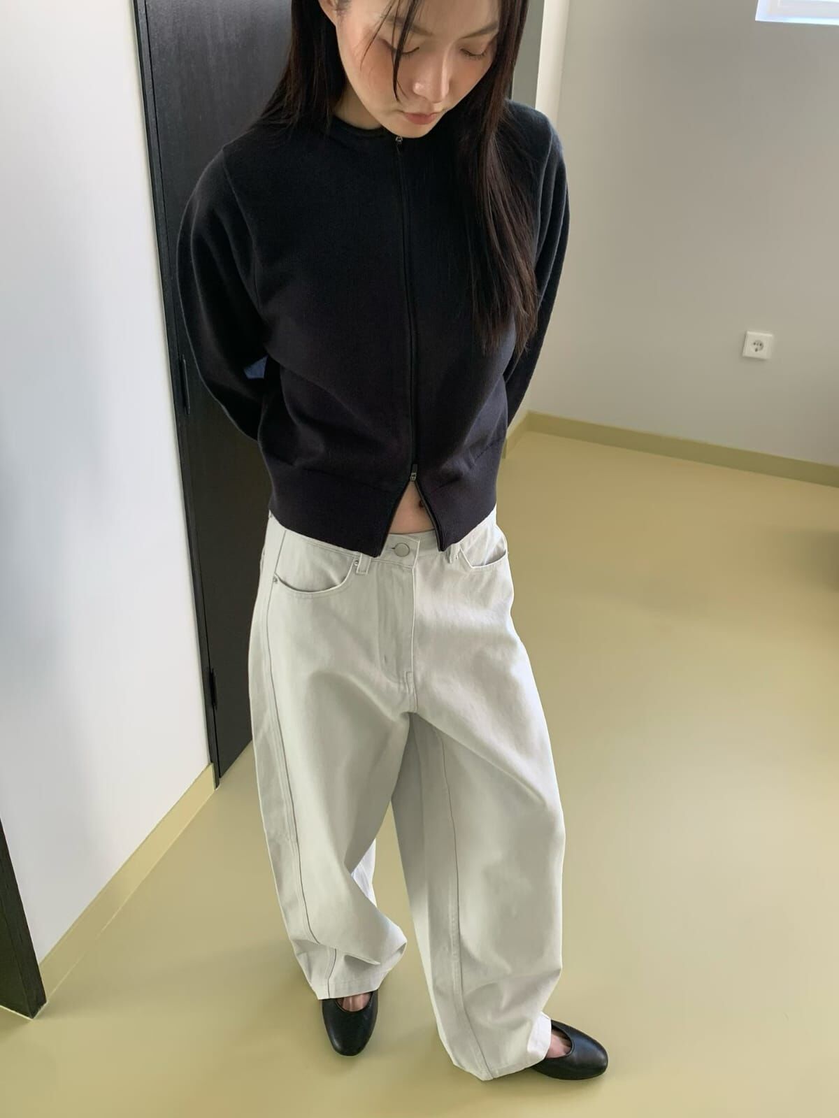 OU7205 短版雙拉鍊針織夾克