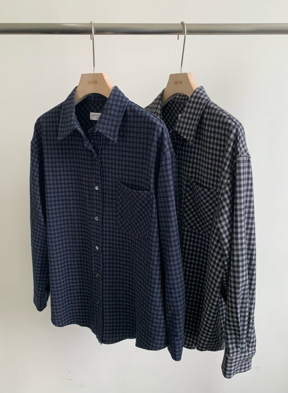 OU7228 刷毛格紋襯衫