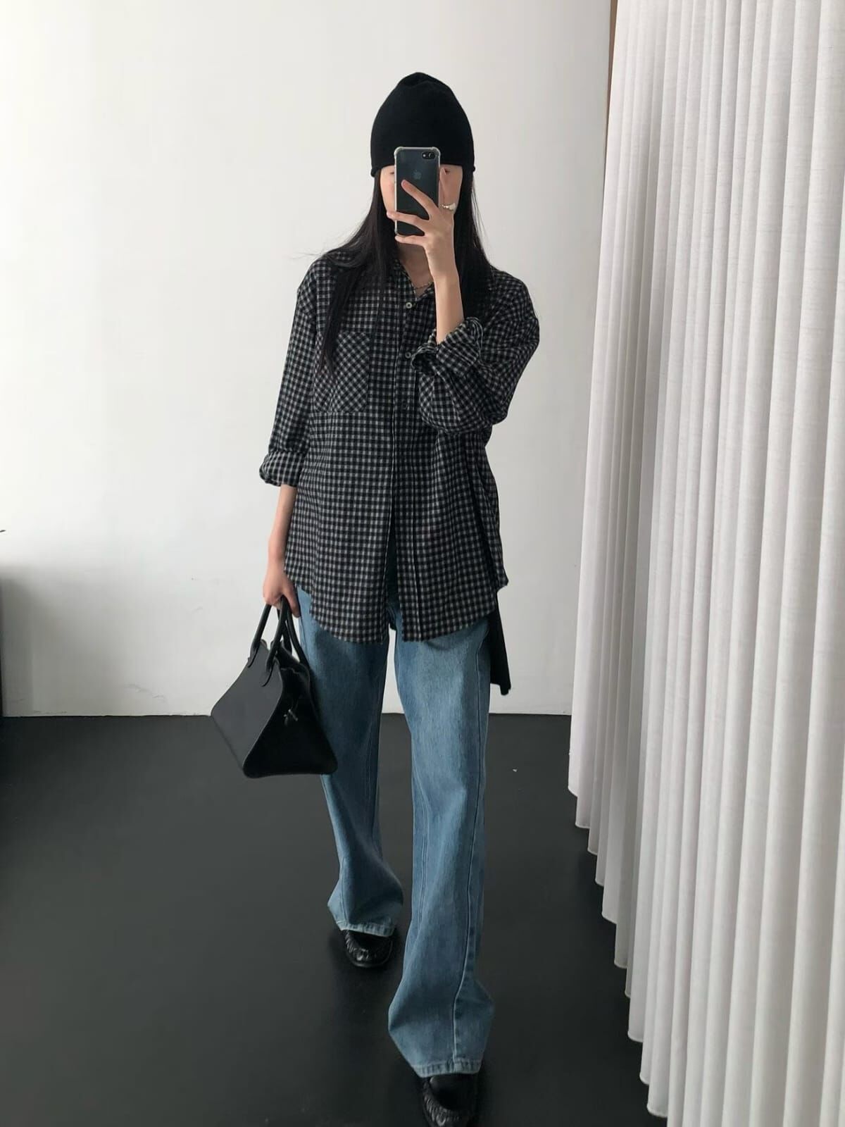 OU7228 刷毛格紋襯衫