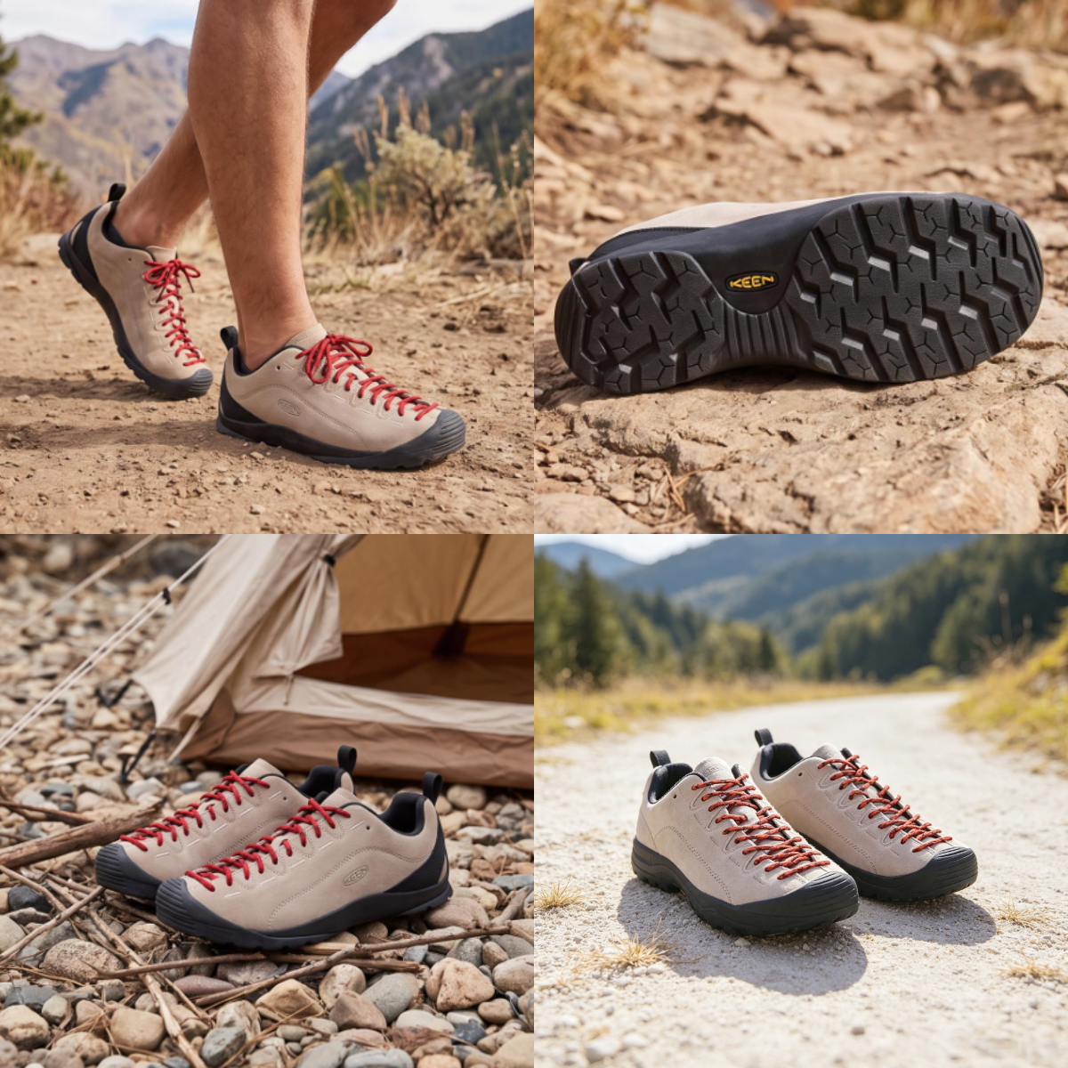 【代購】Keen Jasper Leather Breathable Low top Mountaineering & Hiking Shoes Men's Silver Mink 1002672