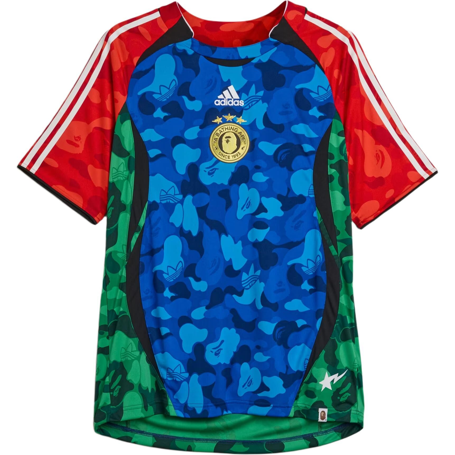 【代購】Adidas Originals Bape Collaboration T-Shirts Men's Blue/Red/Green Crew Neck Moderate KW5253
