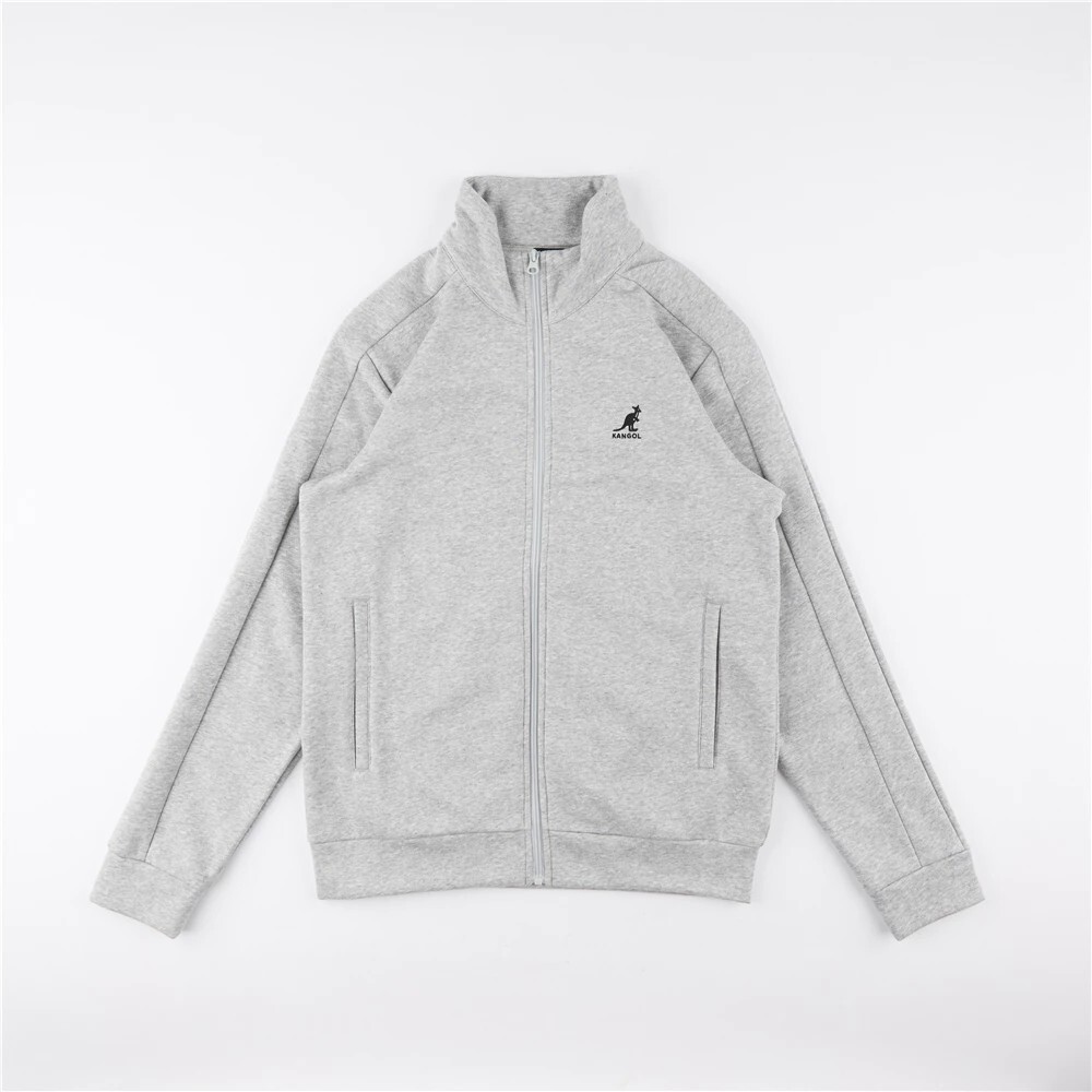 男女款 KANGOL JACKET 灰色 英國 袋鼠 刺繡LOGO 中性 立領 復古 運動 外套【6355140711】