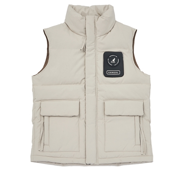 男女款 KANGOL JACKET 黑色 白色 軍綠 英國 袋鼠 中性 立領 鋪棉 背心【64551481】