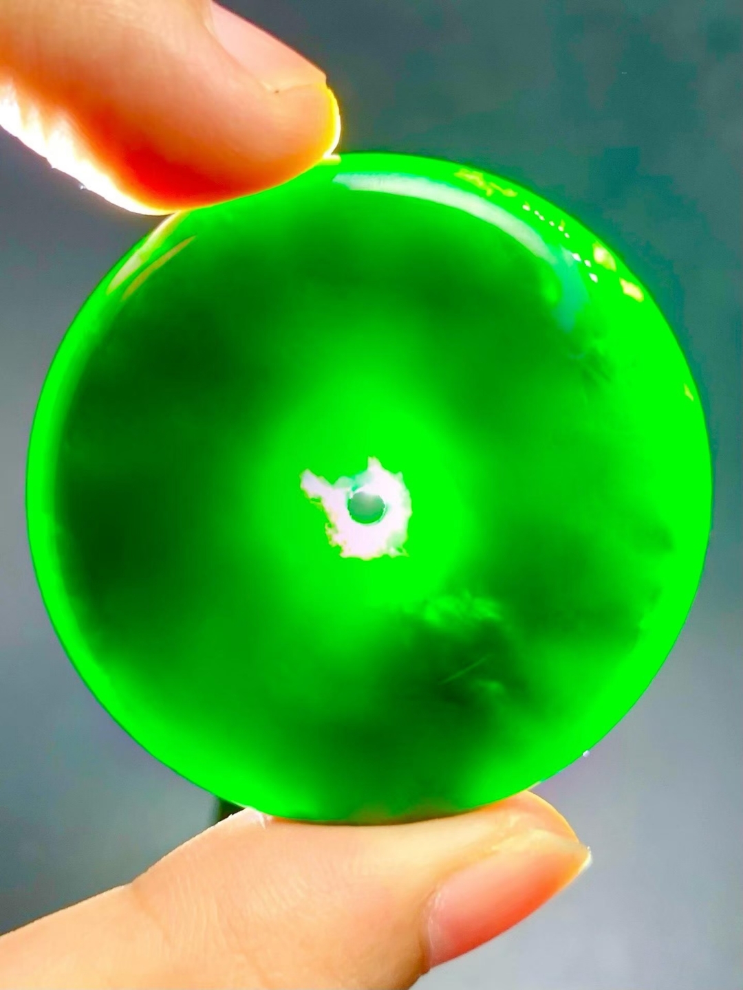 翡翠墨翠平安扣 (45.5mm直徑),天然翡翠A玉, 緬甸玉, Jade, Jadeite