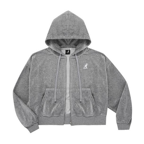 女款 KANGOL JACKET 灰色 英國 袋鼠 刺繡LOGO 短版 絨質 外套【6352140512】