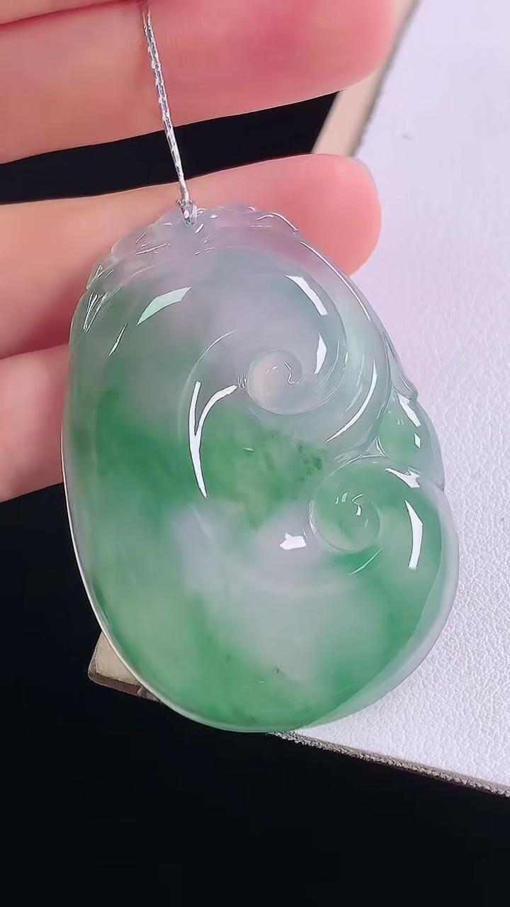 翡翠冰飄花如意,天然翡翠A玉, 緬甸玉, Jade, Jadeite