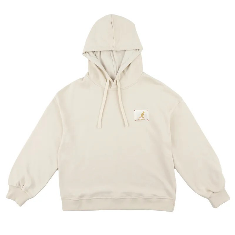 女款 KANGOL TEE 白色 黑色 英國 袋鼠 拼布LOGO 連帽 帽T 長T【63521050】