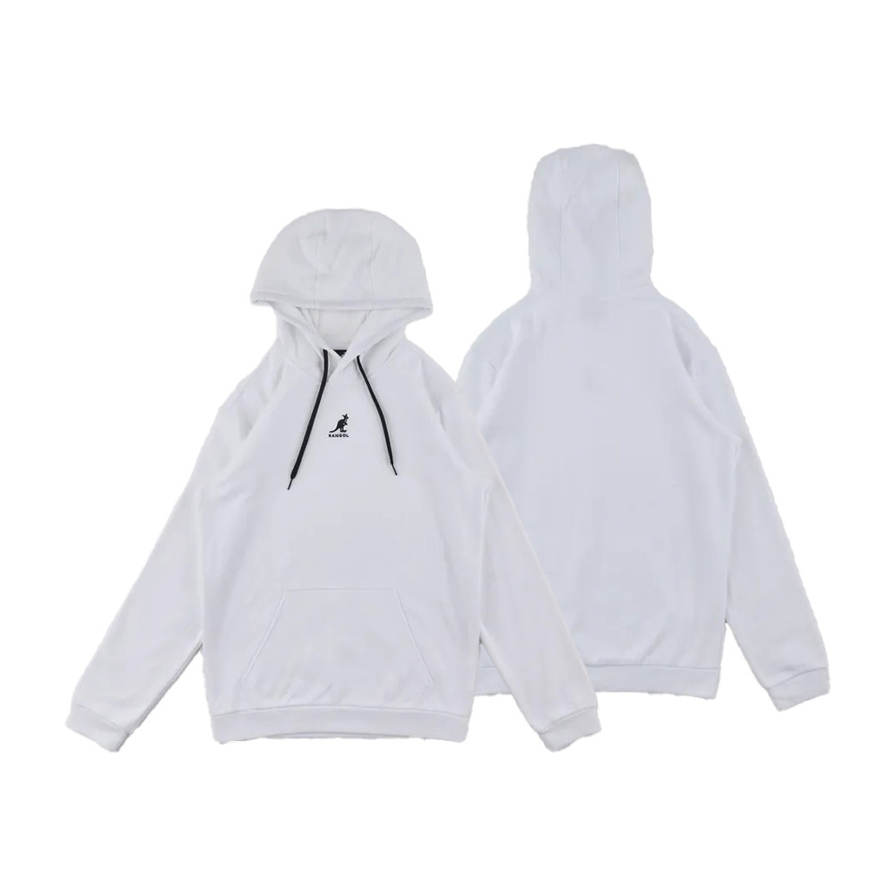 男女款 KANGOL TEE 白色 英國 袋鼠 中性 基本 合身 刷毛 帽T 長T【6355106900】