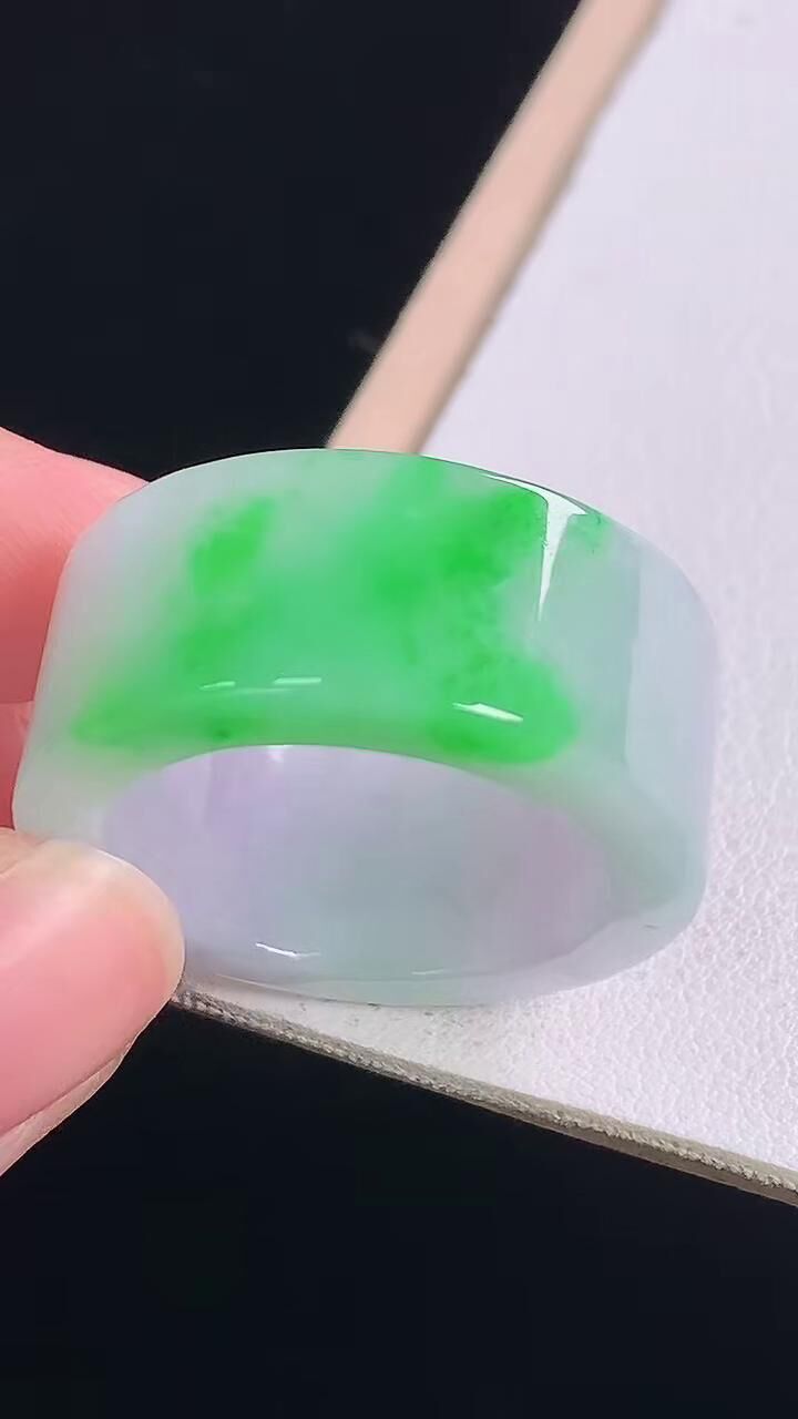 翡翠冰飄綠扳指 (圈口 24號),天然翡翠A玉, 緬甸玉, Jade, Jadeite