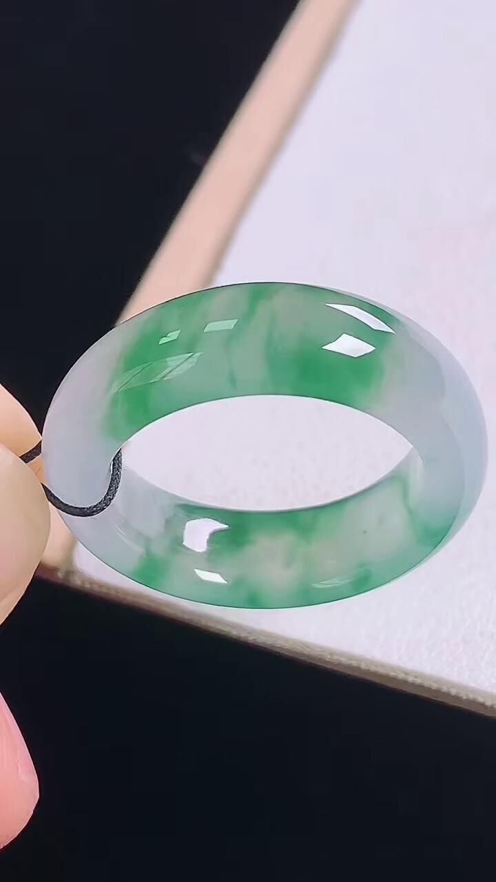 翡翠冰飄花指環 (圈口 18號),天然翡翠A玉, 緬甸玉, Jade, Jadeite